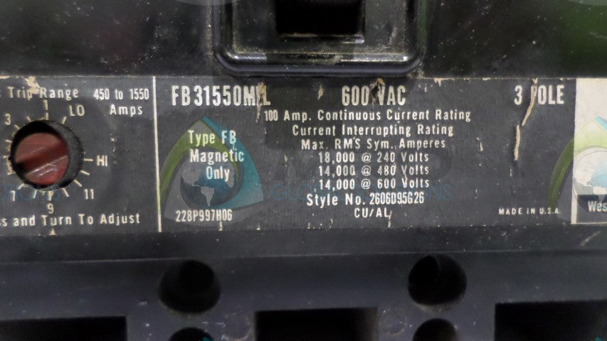 WESTINGHOUSE FB3100 CIRCUIT BREAKER *USED*