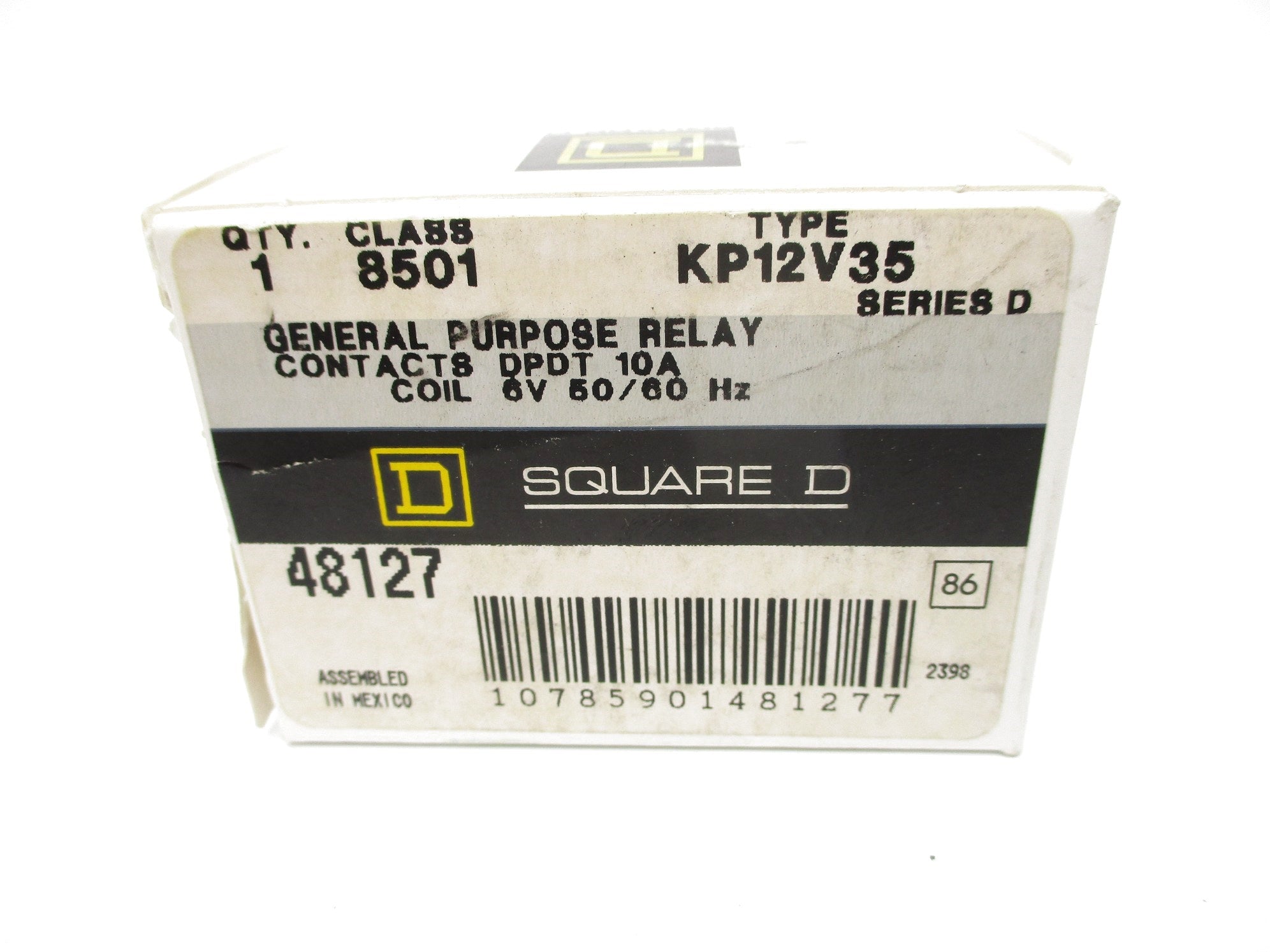 SQUARE D 8501KP12V35 SER. D 10A 6V NSMP