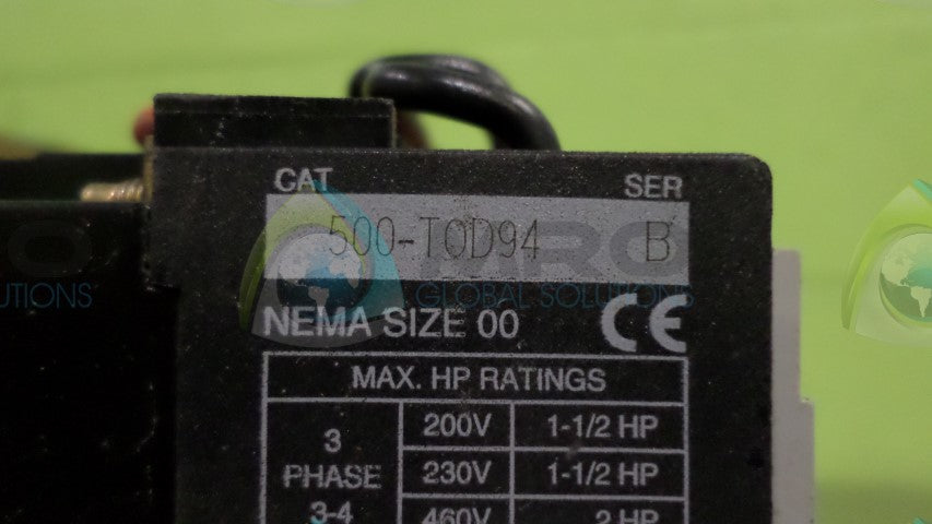 ALLEN BRADLEY 500-T0D94 W/ 592-JOV16 RELAY *USED*