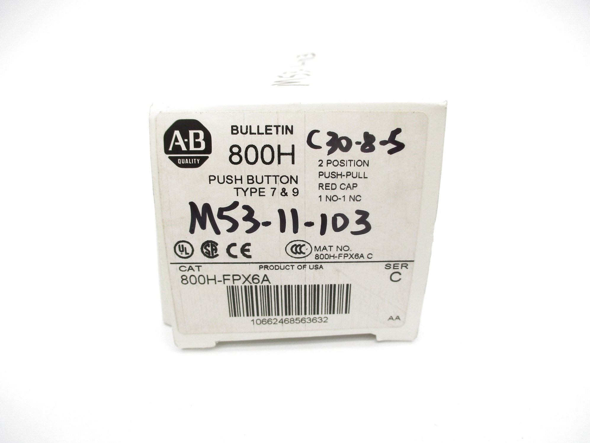 ALLEN BRADLEY 800H-FPX6A SER. C (WH) NSMP