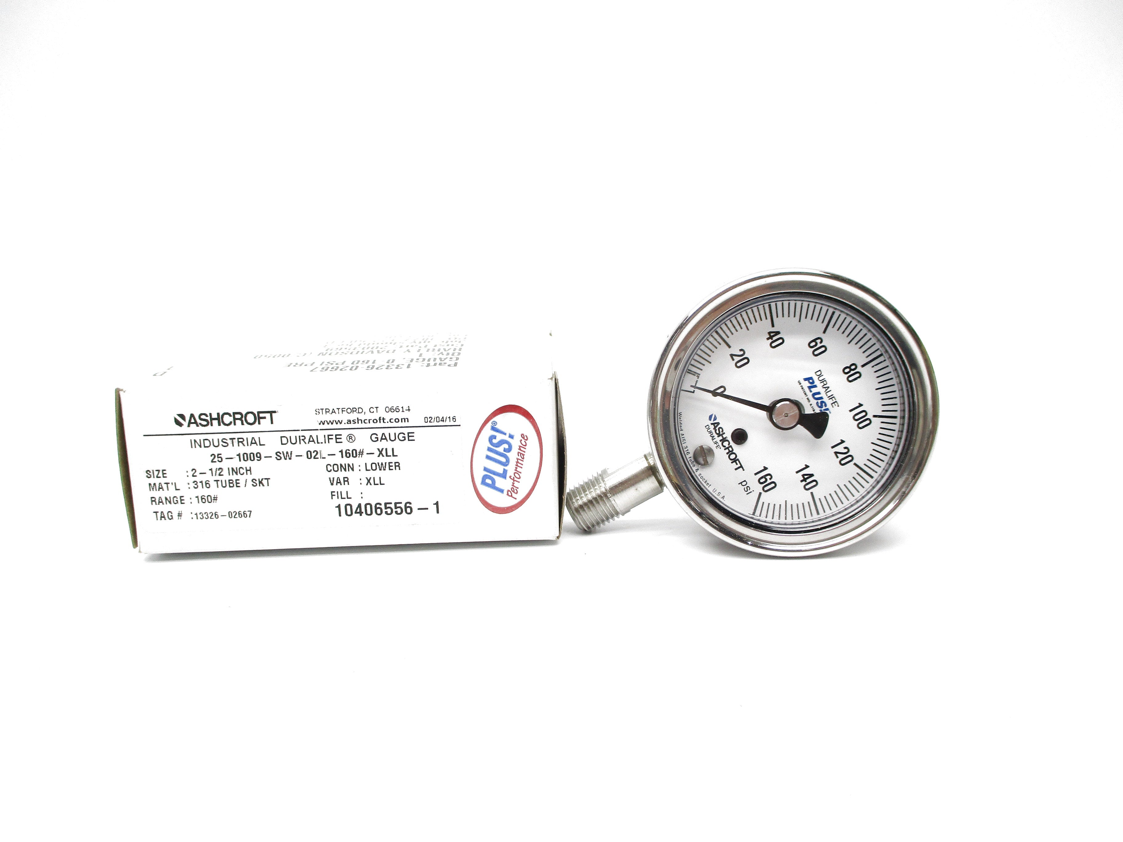 ASHCROFT 25-1009-SW-02L-160#-XLL 0-160PSI NSMP