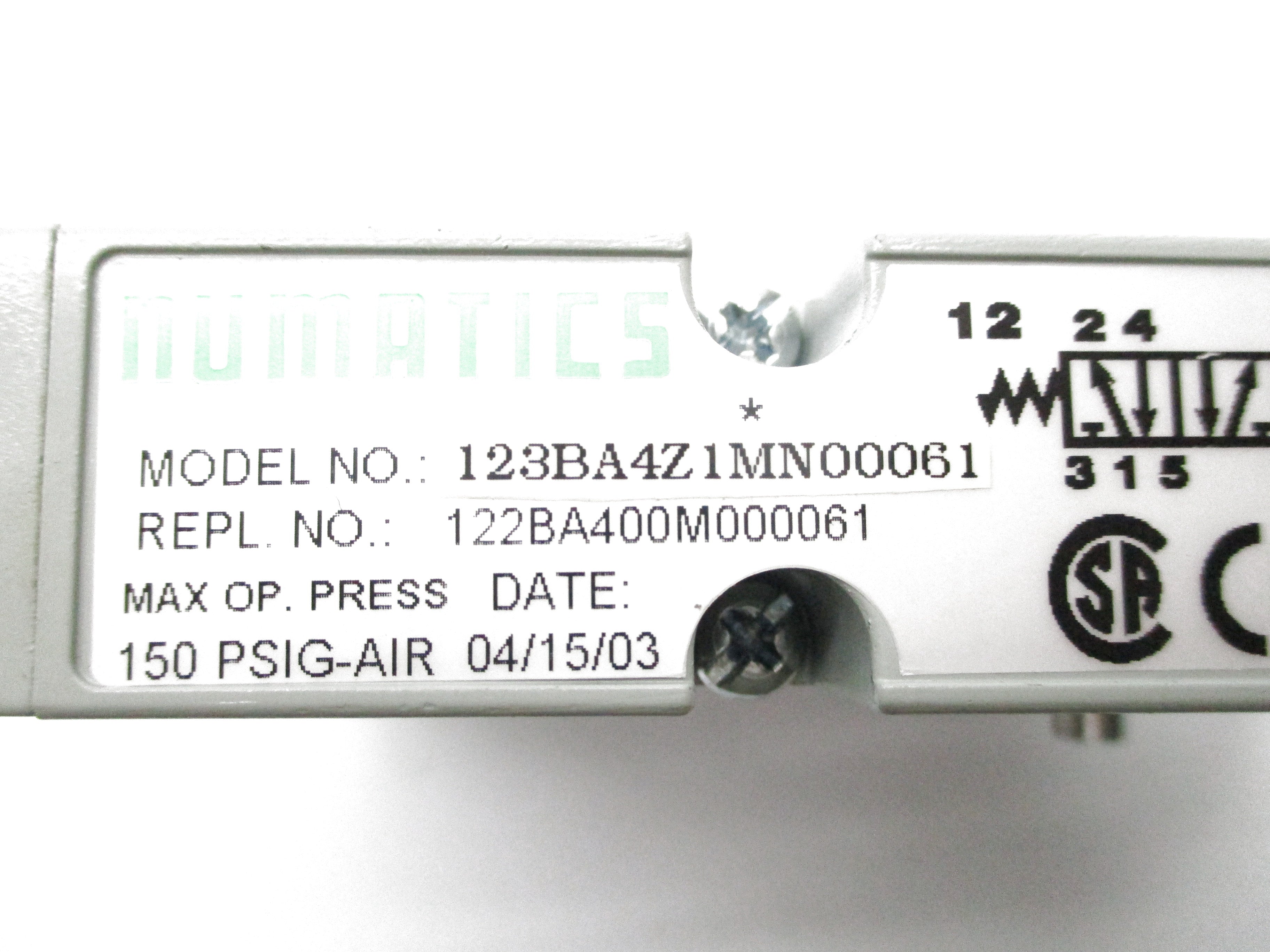 NUMATICS 123BA4Z1MN00061 150PSIG NSNP