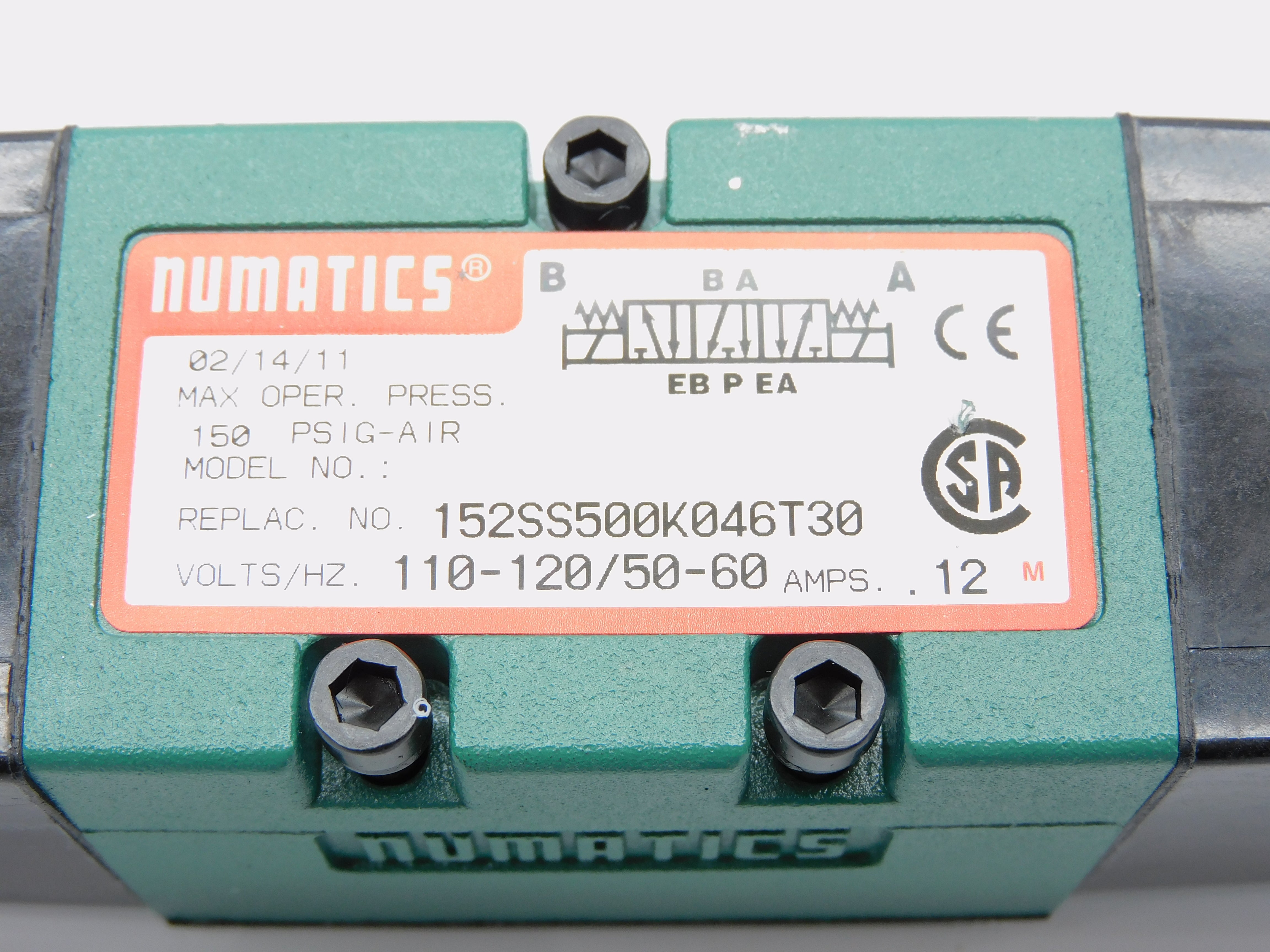 NUMATICS 152SS500K046T30 110/120V .12A 150PSI  NSNP
