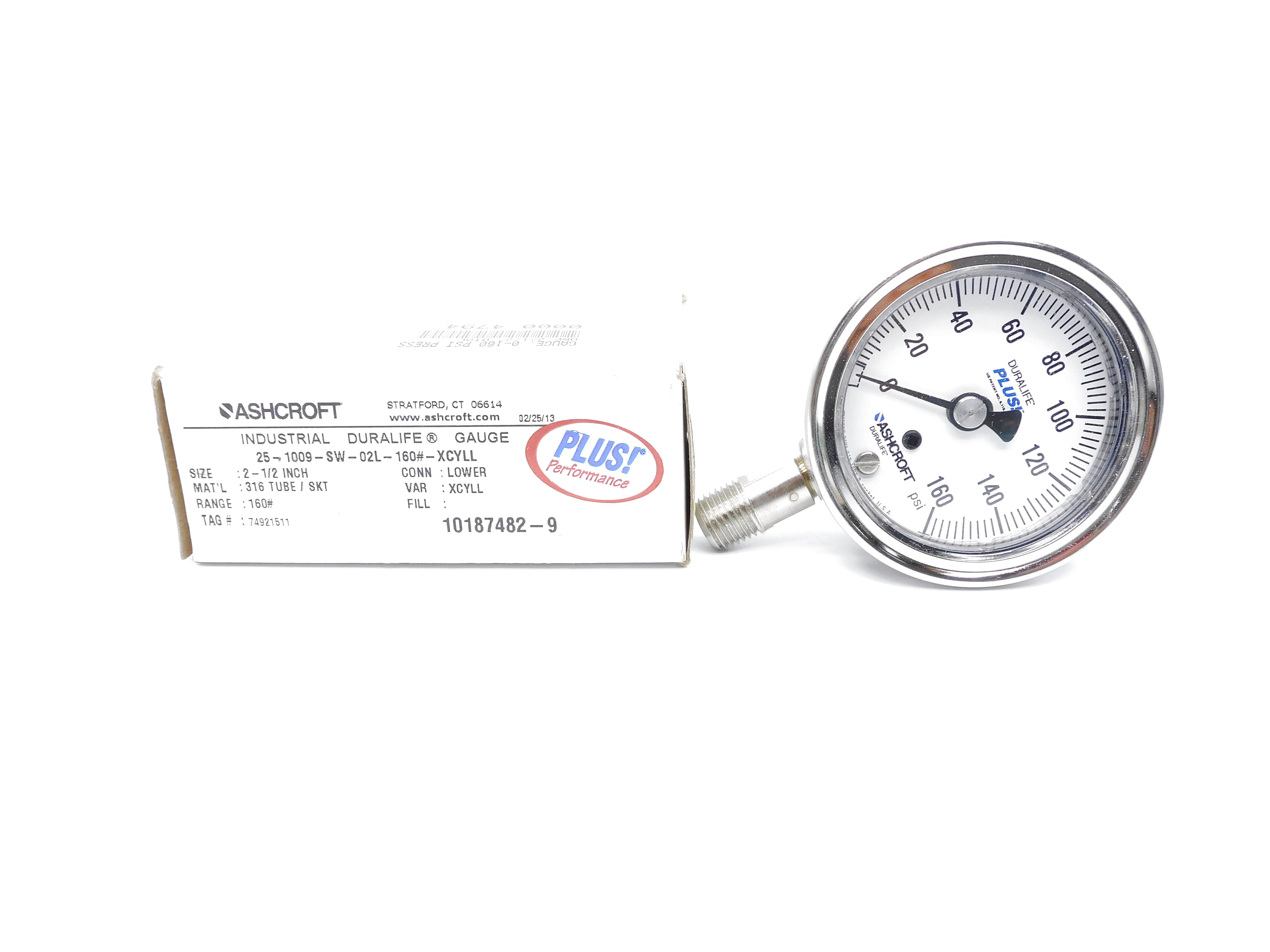 ASHCROFT 25-1009-SW-02L-160#-XCYLL 0-160PSI NSMP