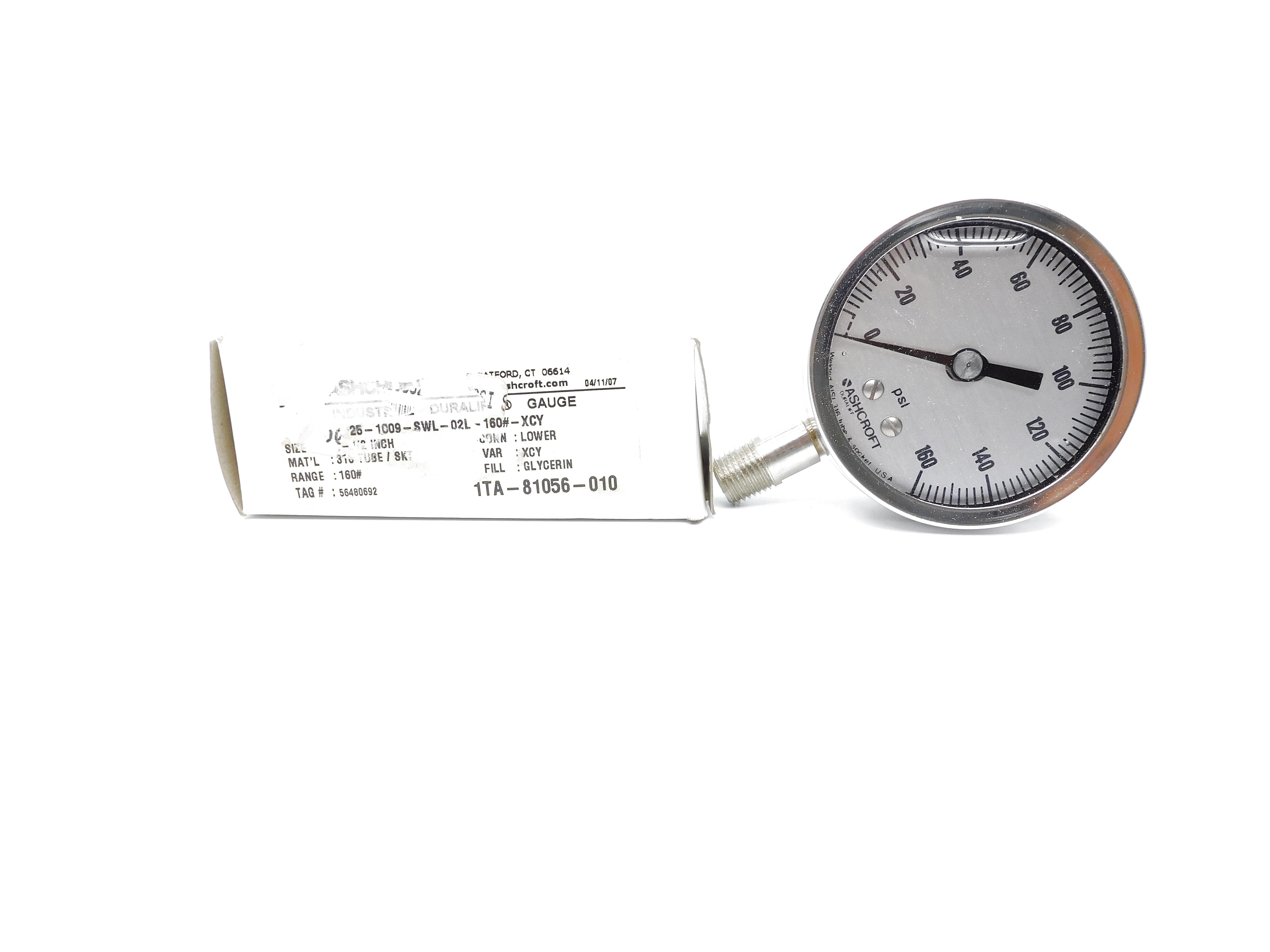 ASHCROFT 25-1009-SWL-02L-160#-XCY 0-160PSI NSMP