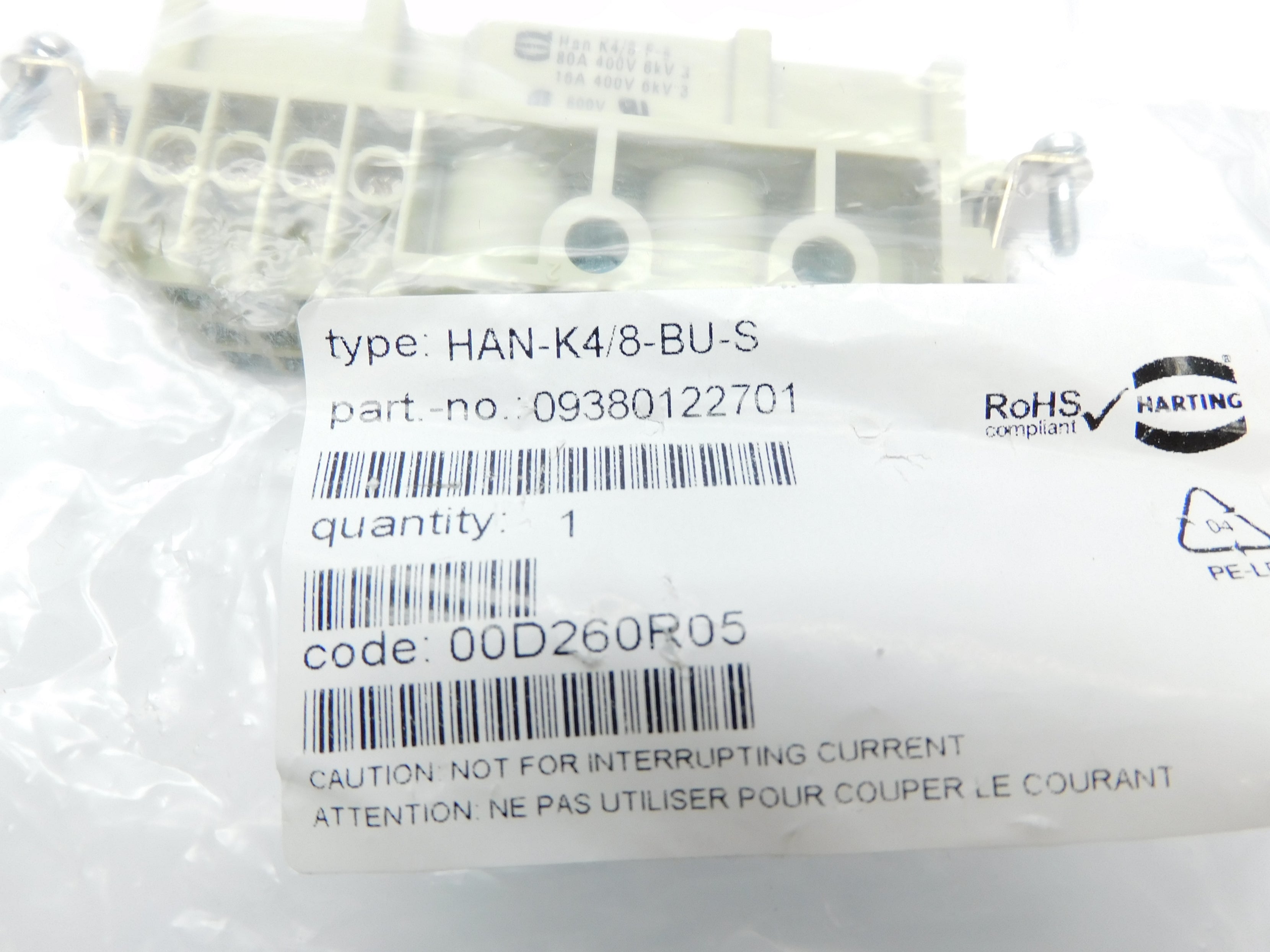 HARTING HAN-K4/8-BU-S 09380122701 NSMP