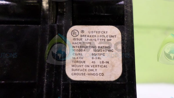 CROUSE-HINDS MP260 CIRCUIT BREAKER UNMP