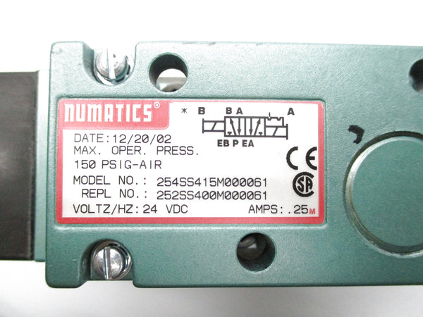 NUMATICS 254SS415M000061 24VDC 150PSIG NSNP