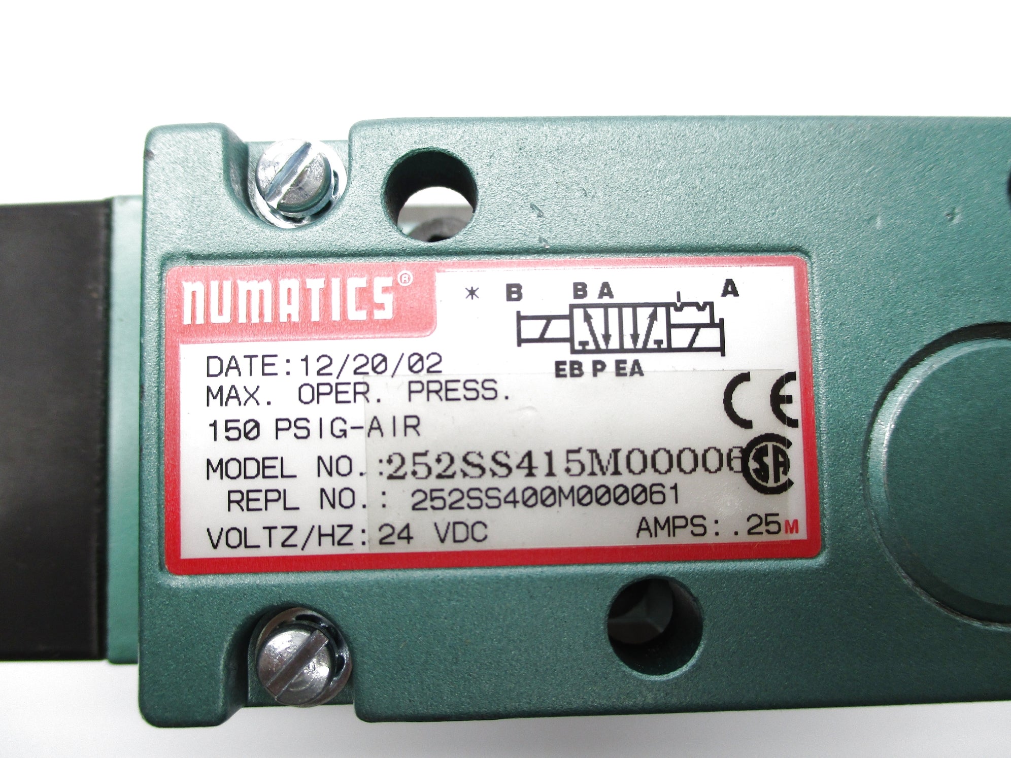 NUMATICS 252SS415M000061 24VDC 150PSIG NSNP