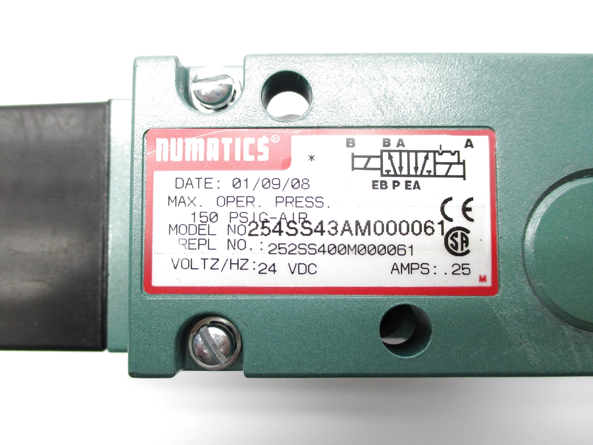 NUMATICS 254SS43AM000061 24VDC 150PSIG NSNP