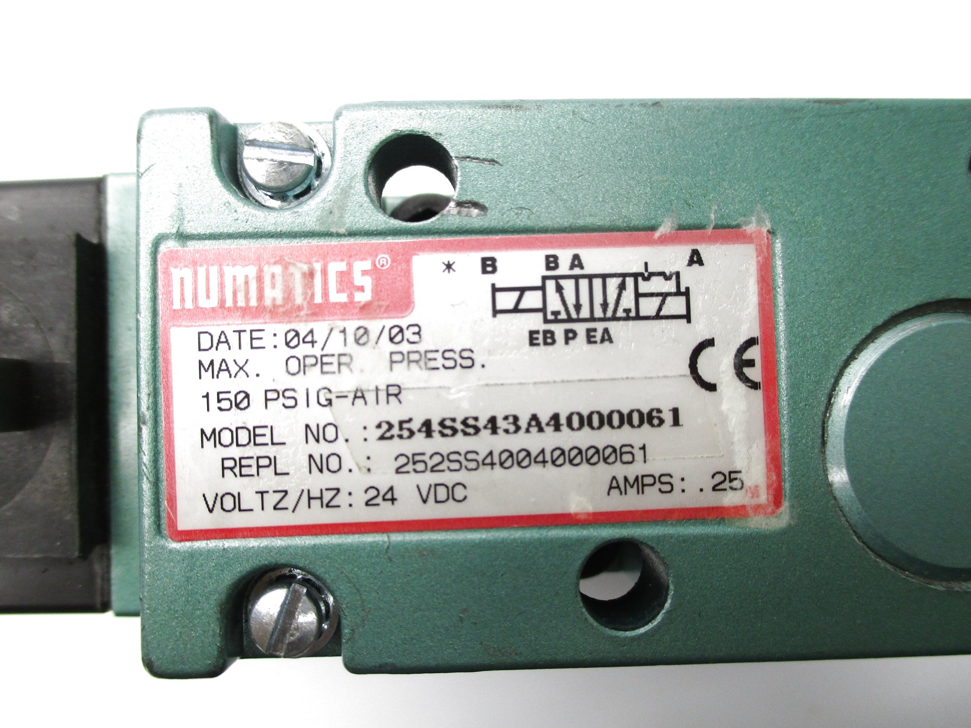 NUMATICS 254SS43A4000061 24VDC 150PSIG UNMP