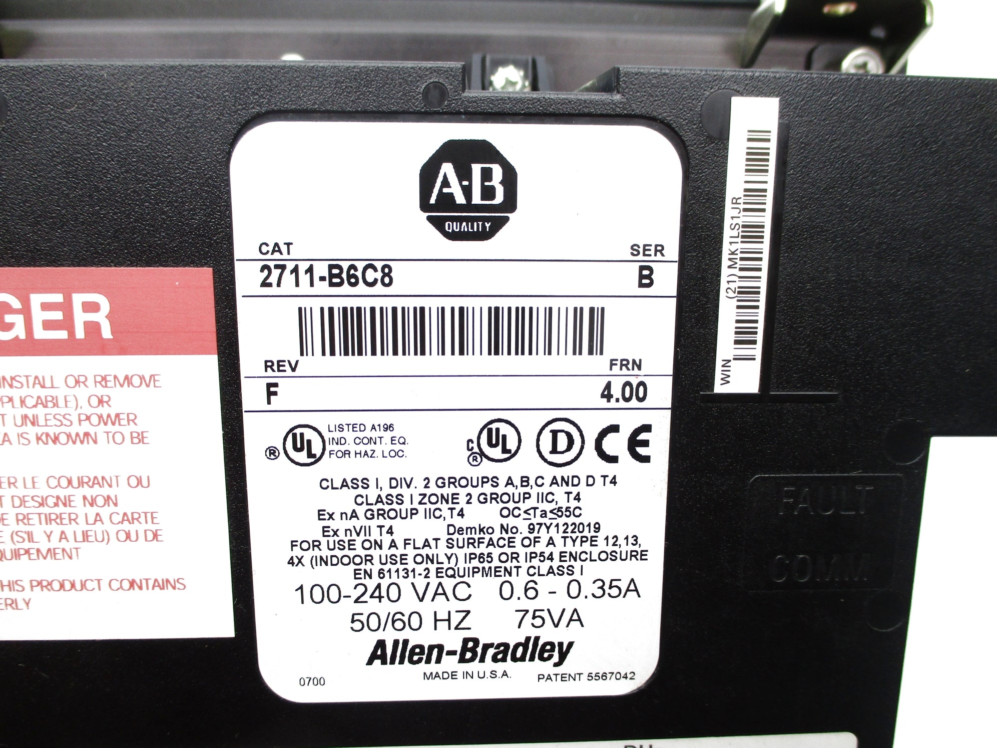 ALLEN BRADLEY 2711-B6C8 SER. B F/W 4.00 NSNP