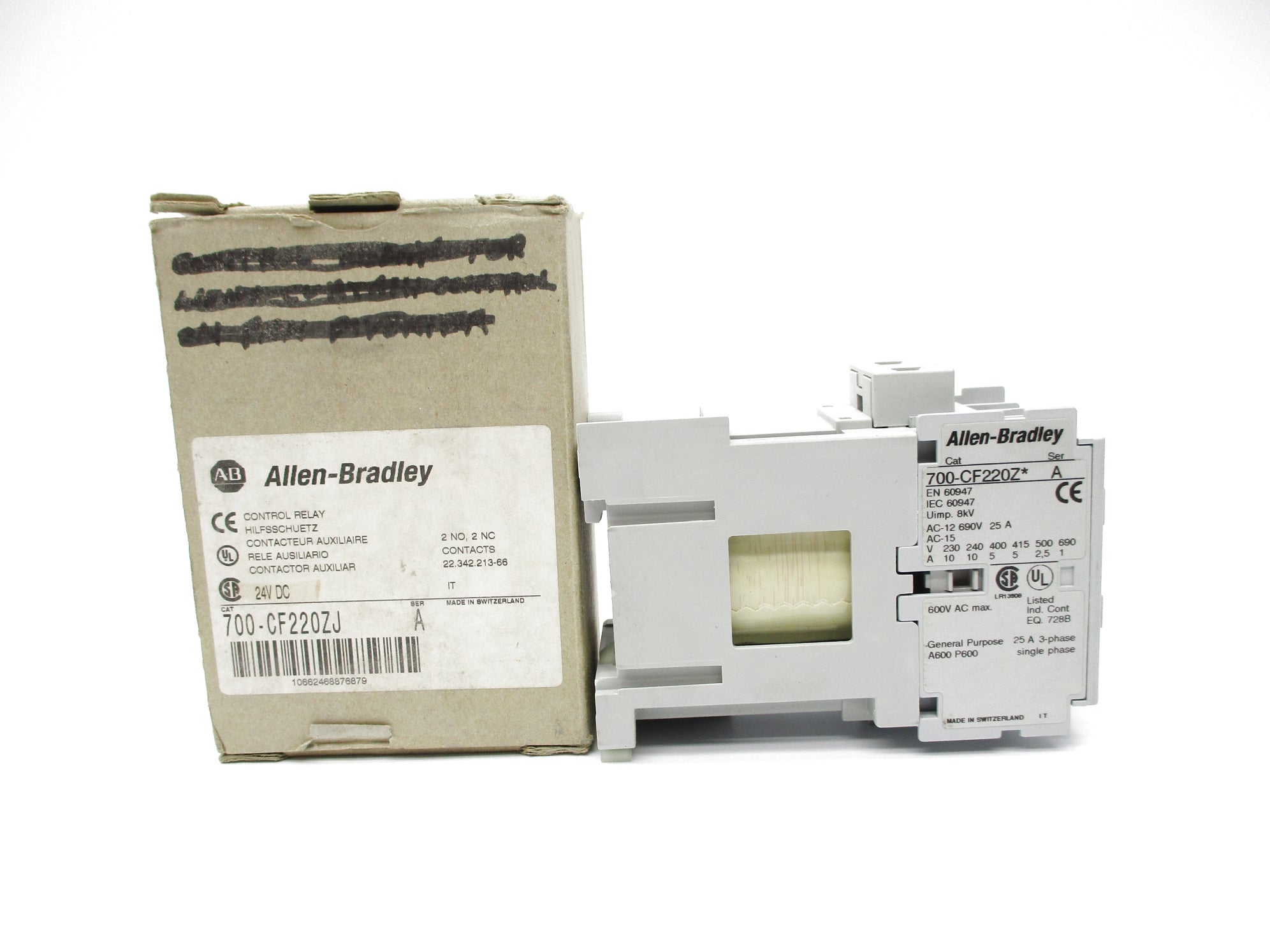 ALLEN BRADLEY 700-CF220ZJ SER. A 24VDC 25A (BR/WH) NSMP