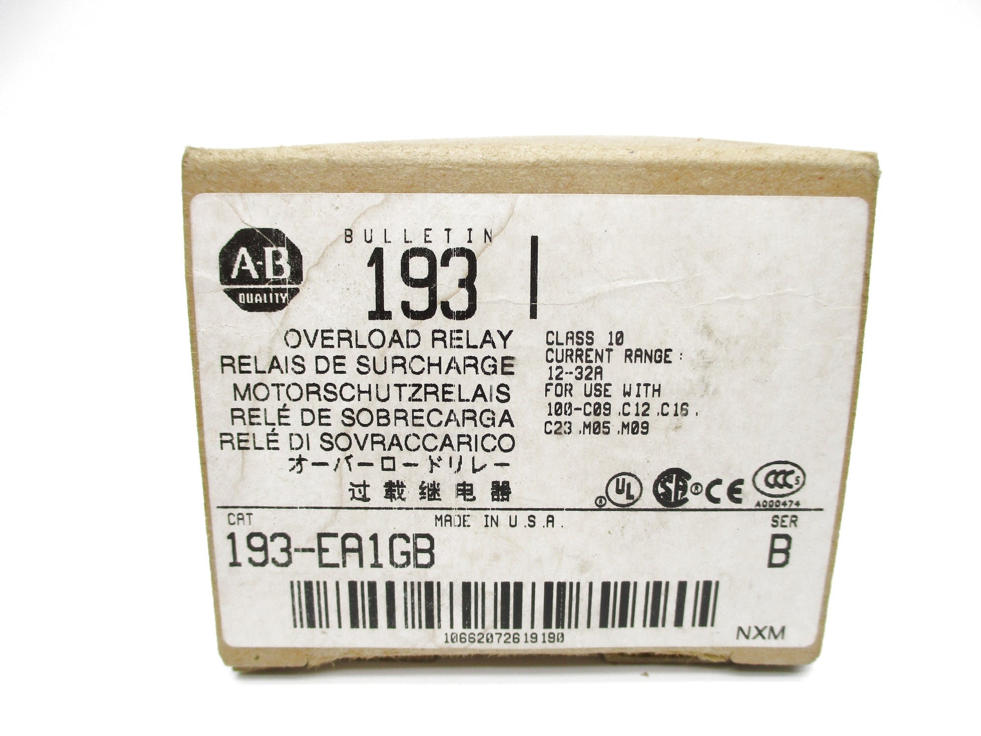 ALLEN BRADLEY 193-EA1GB SER. B 600V 12-32A (BR/WH) NSMP