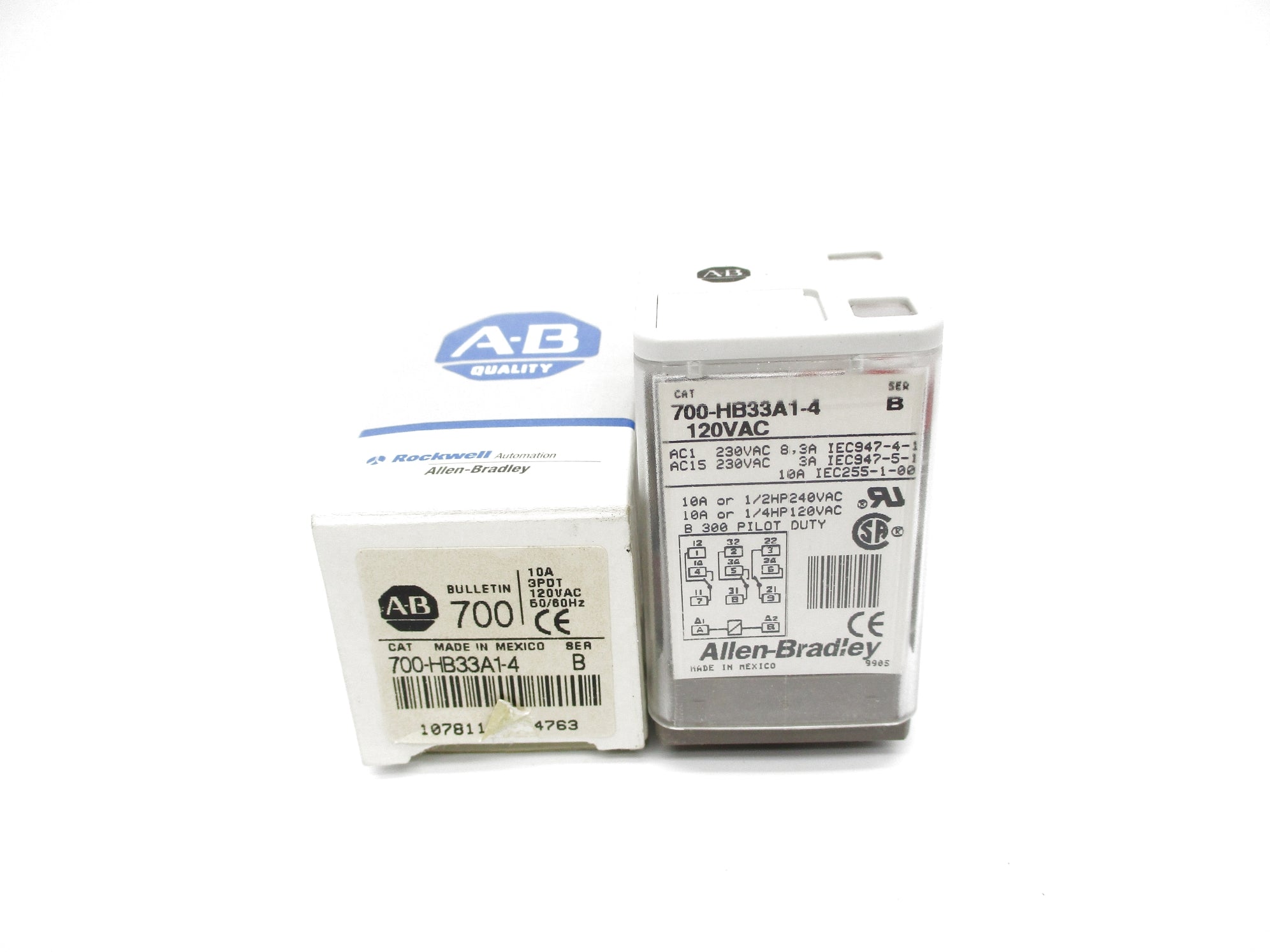 ALLEN BRADLEY 700-HB33A1-4 SER. B 120VAC 10A (GY/BL) NSMP
