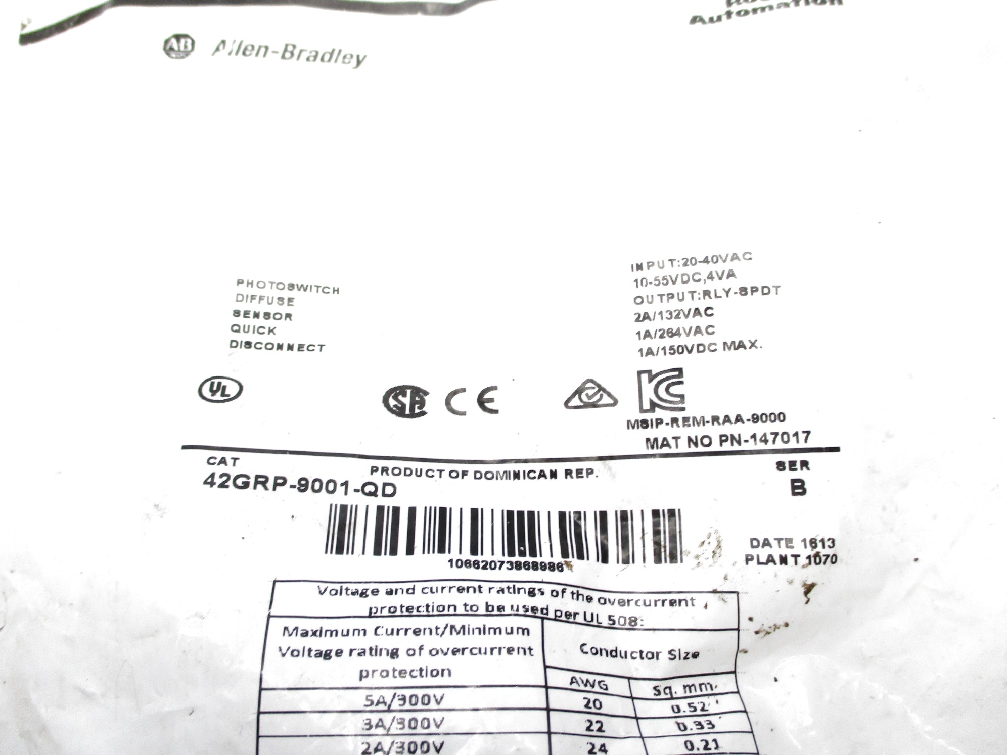 ALLEN BRADLEY 42GRP-9001-QD SER. B NSMP