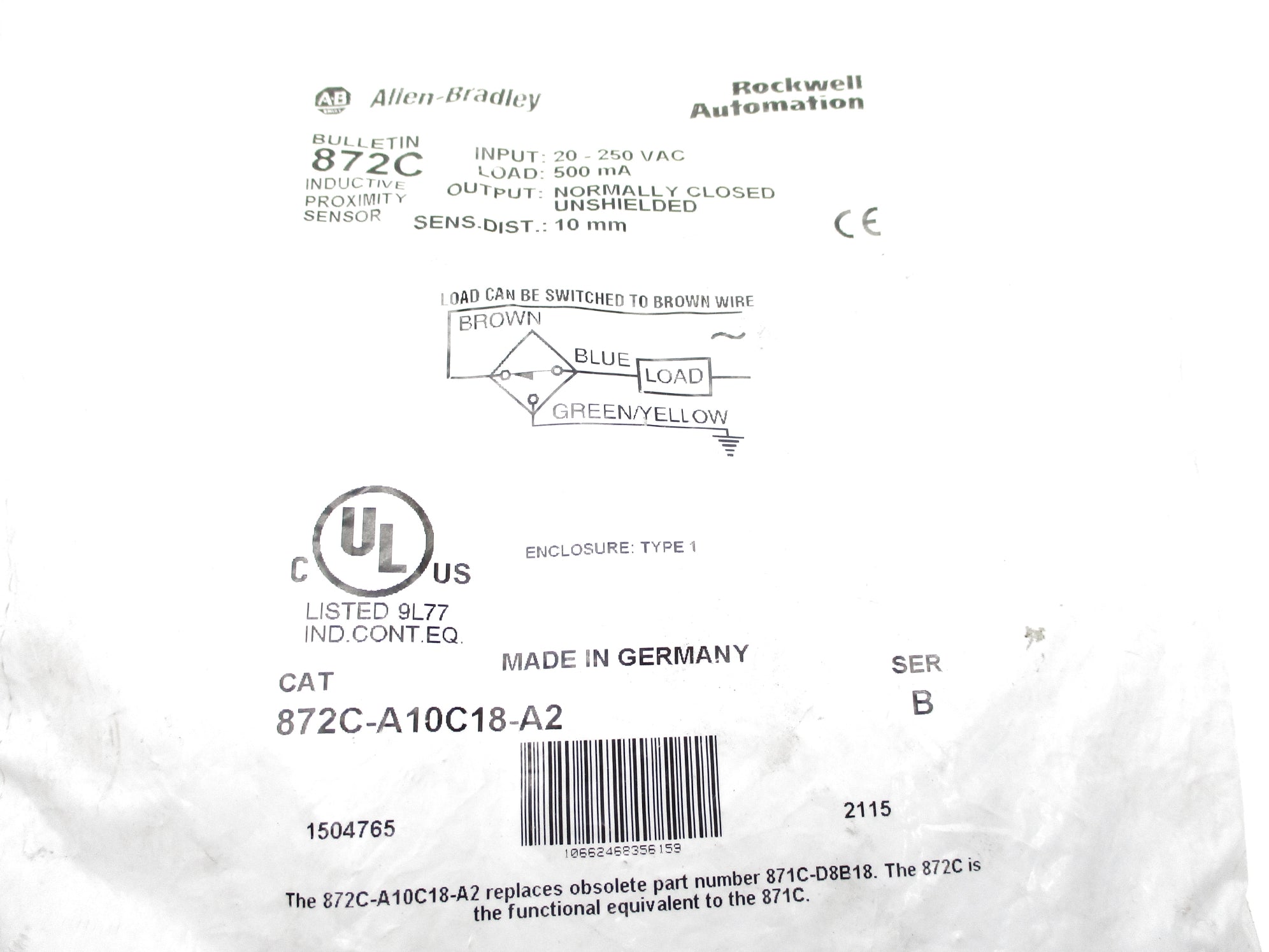 INDUSTRIAL SPARE PART 872C-A10C18-A2 SER. B 20-250VAC NSMP