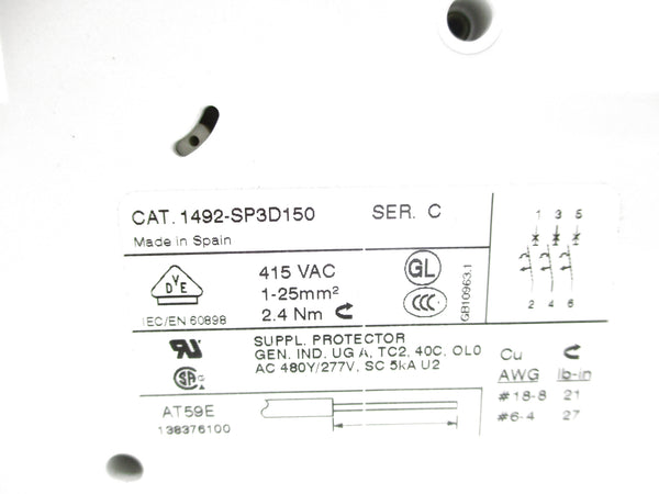 ALLEN BRADLEY 1492-SP3D150 SER. C 15A 277VAC NSNP