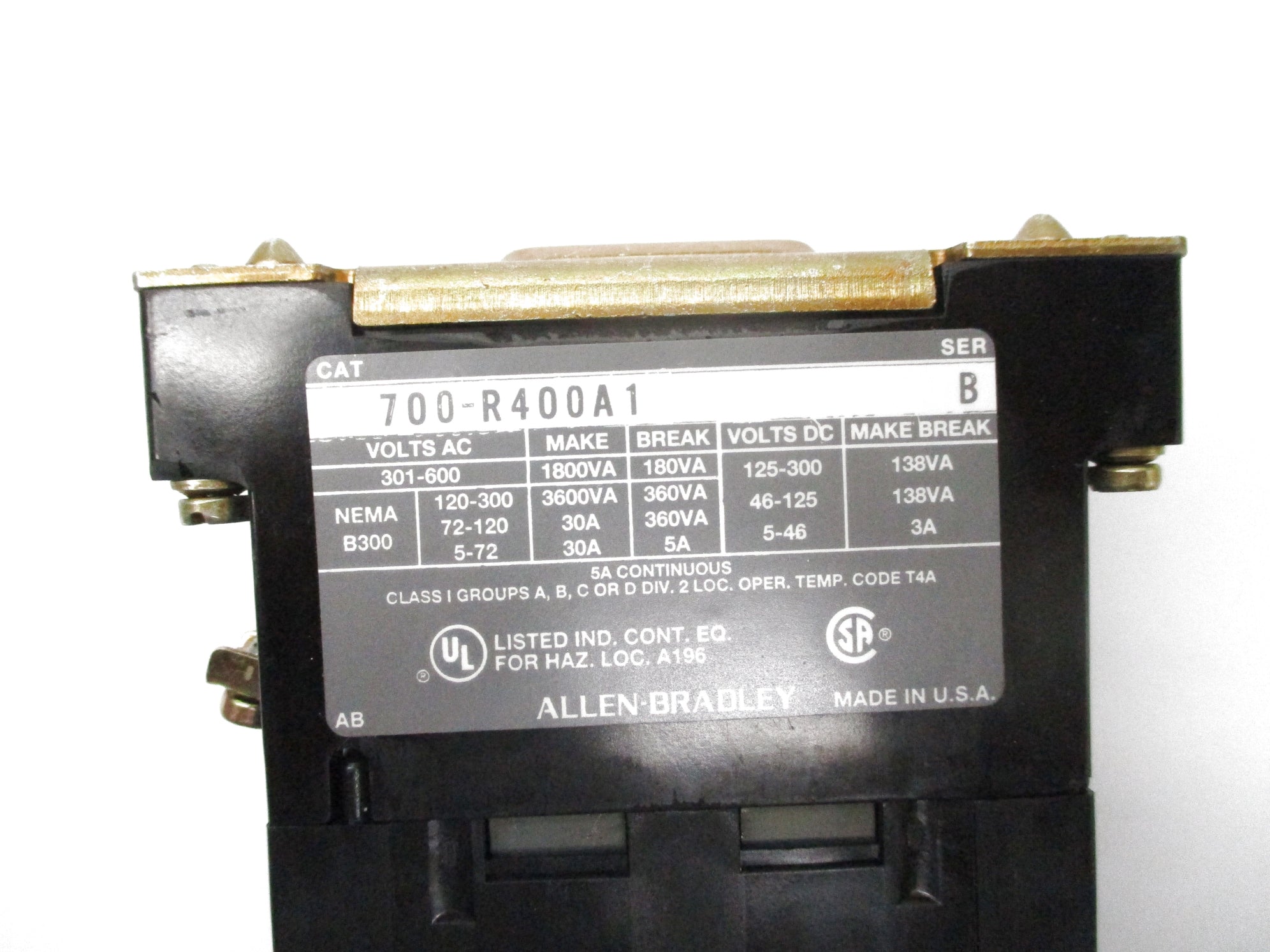 ALLEN BRADLEY 700-R400A1 SER. B 120V 30A NSNP