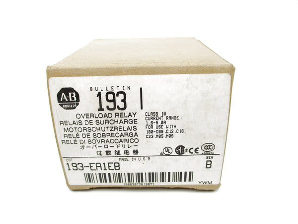 ALLEN BRADLEY 193-EA1EB SER. B 600V 1.6-5.0A (BR/WH) NSMP