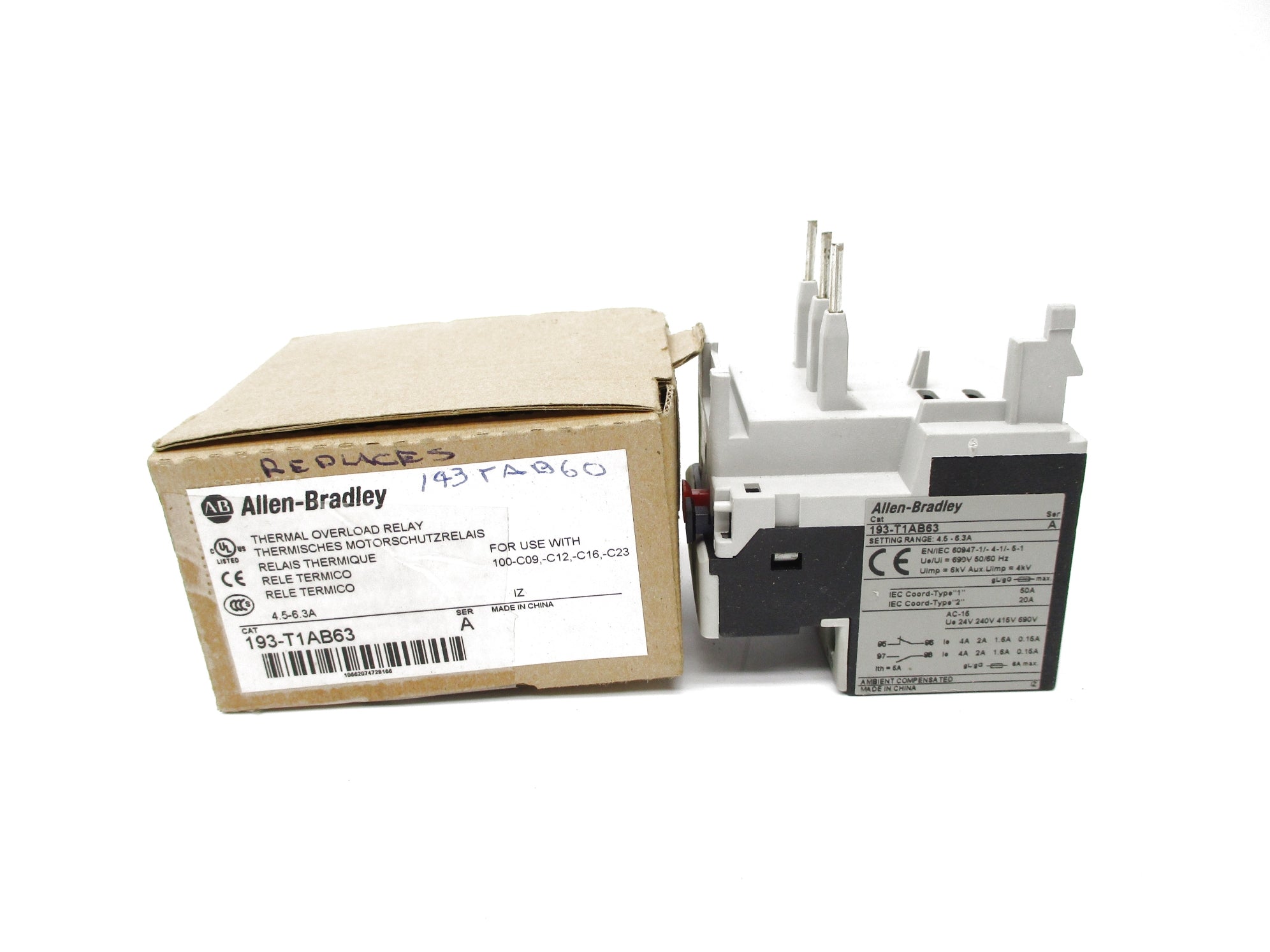 ALLEN BRADLEY 193-T1AB63 SER. A 4.5-6.3A (BR/WH) NSMP