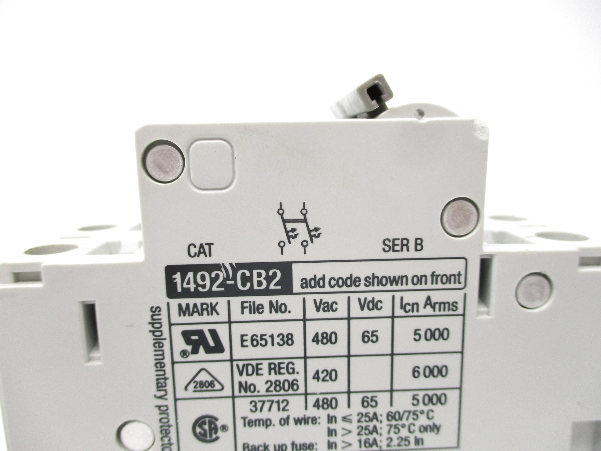 ALLEN BRADLEY 1492-CB2H100 SER. B 10A 277VAC NSNP