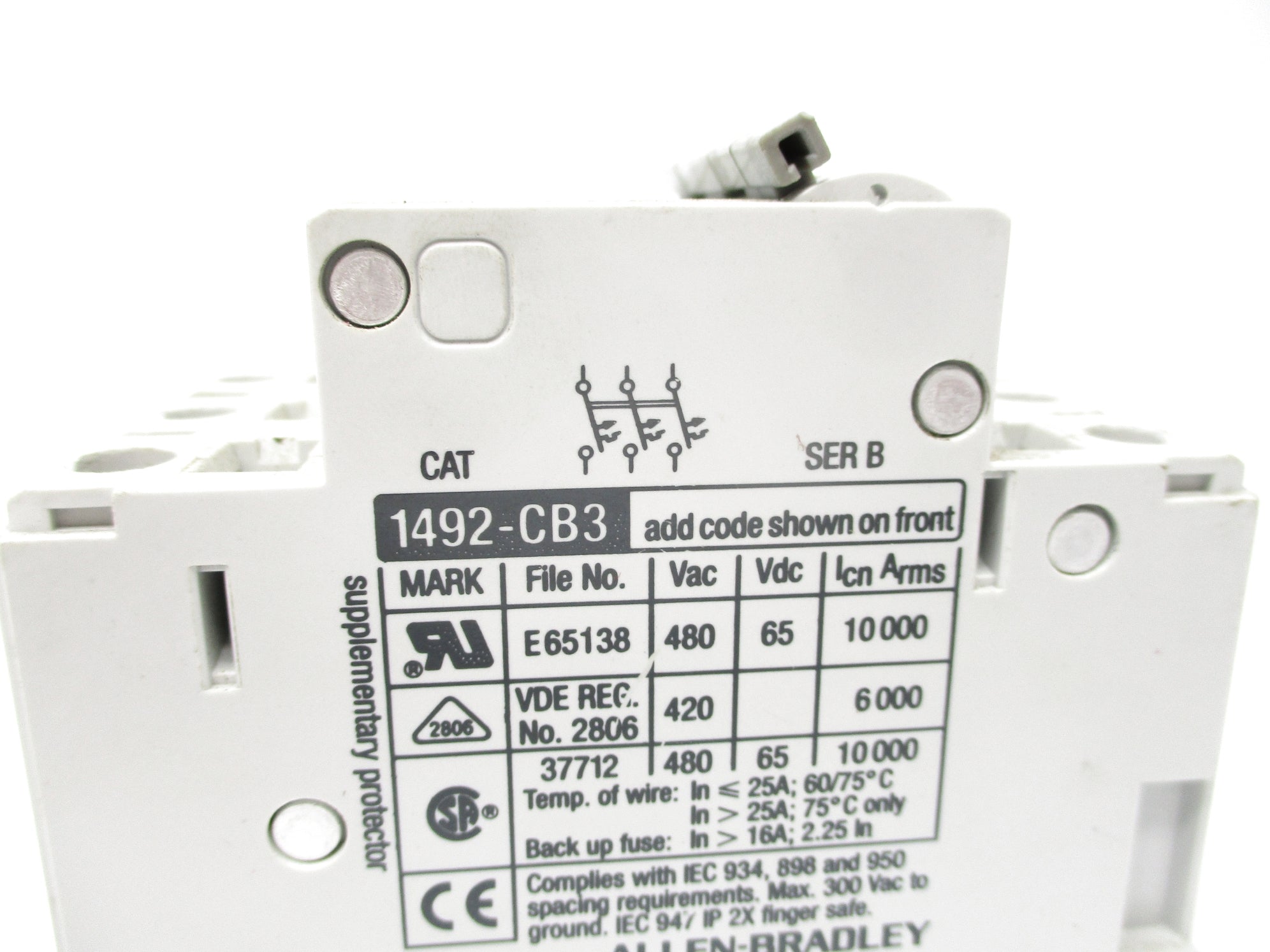 ALLEN BRADLEY 1492-CB3G300 SER. B 30A 277VAC UNMP