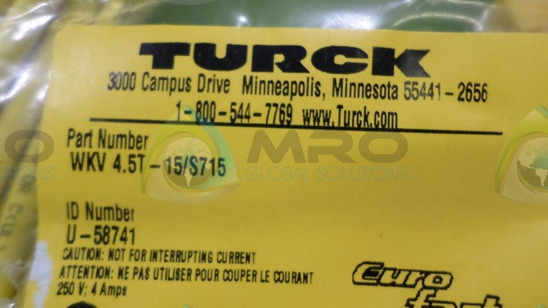 TURCK WKV4.5T-15/S715 CONNECTOR NSMP