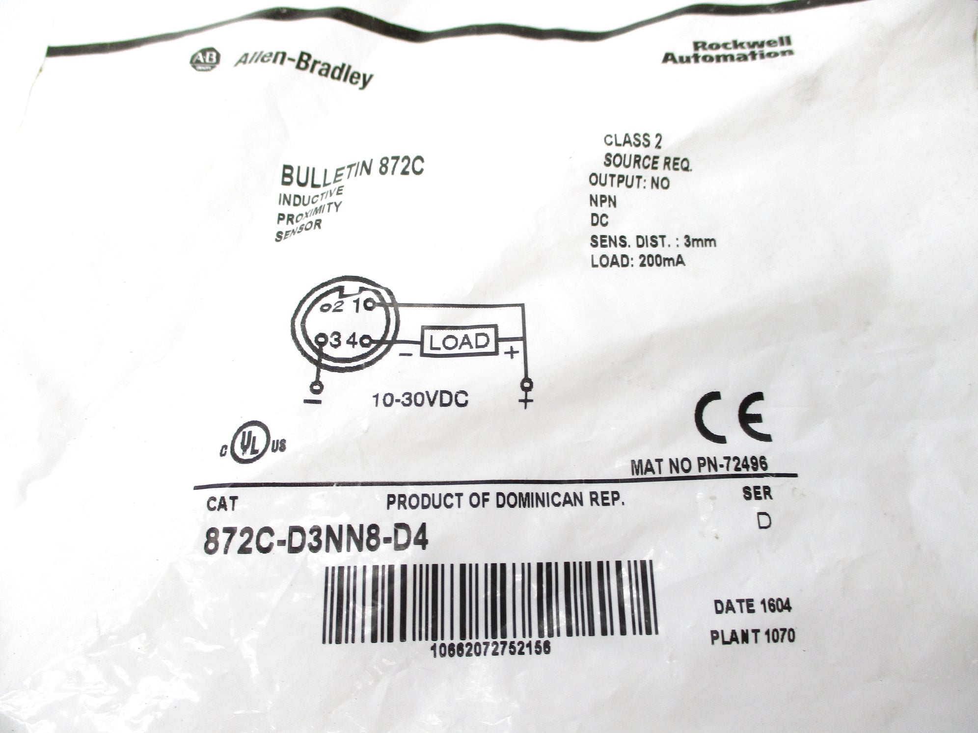 ALLEN BRADLEY 872C-D3NN8-D4 SER. D NSMP