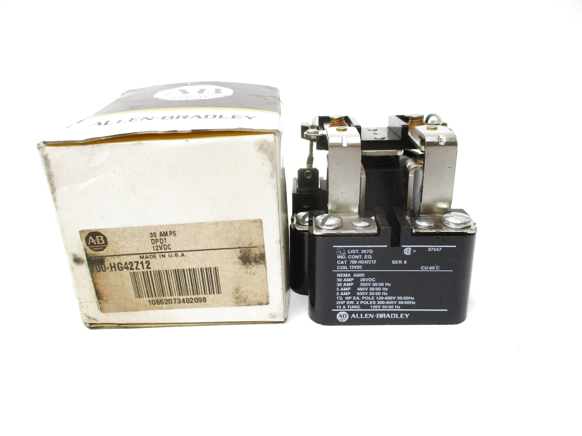 ALLEN BRADLEY 700-HG42Z12 SER. A 30A 12VDC (BK/YL) NSMP