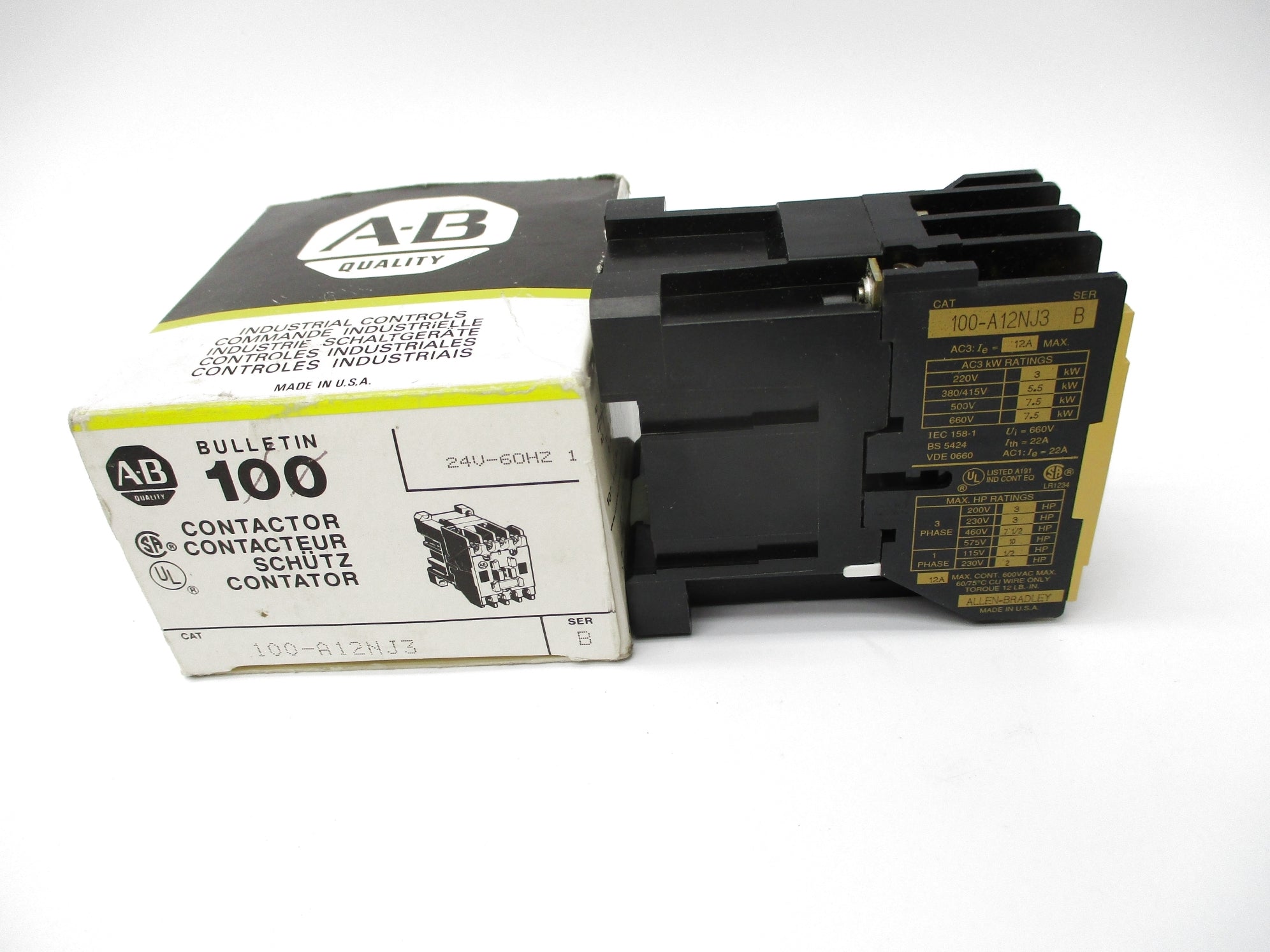 ALLEN BRADLEY 100-A12NJ3 SER. B 24V (BK/YL) NSMP
