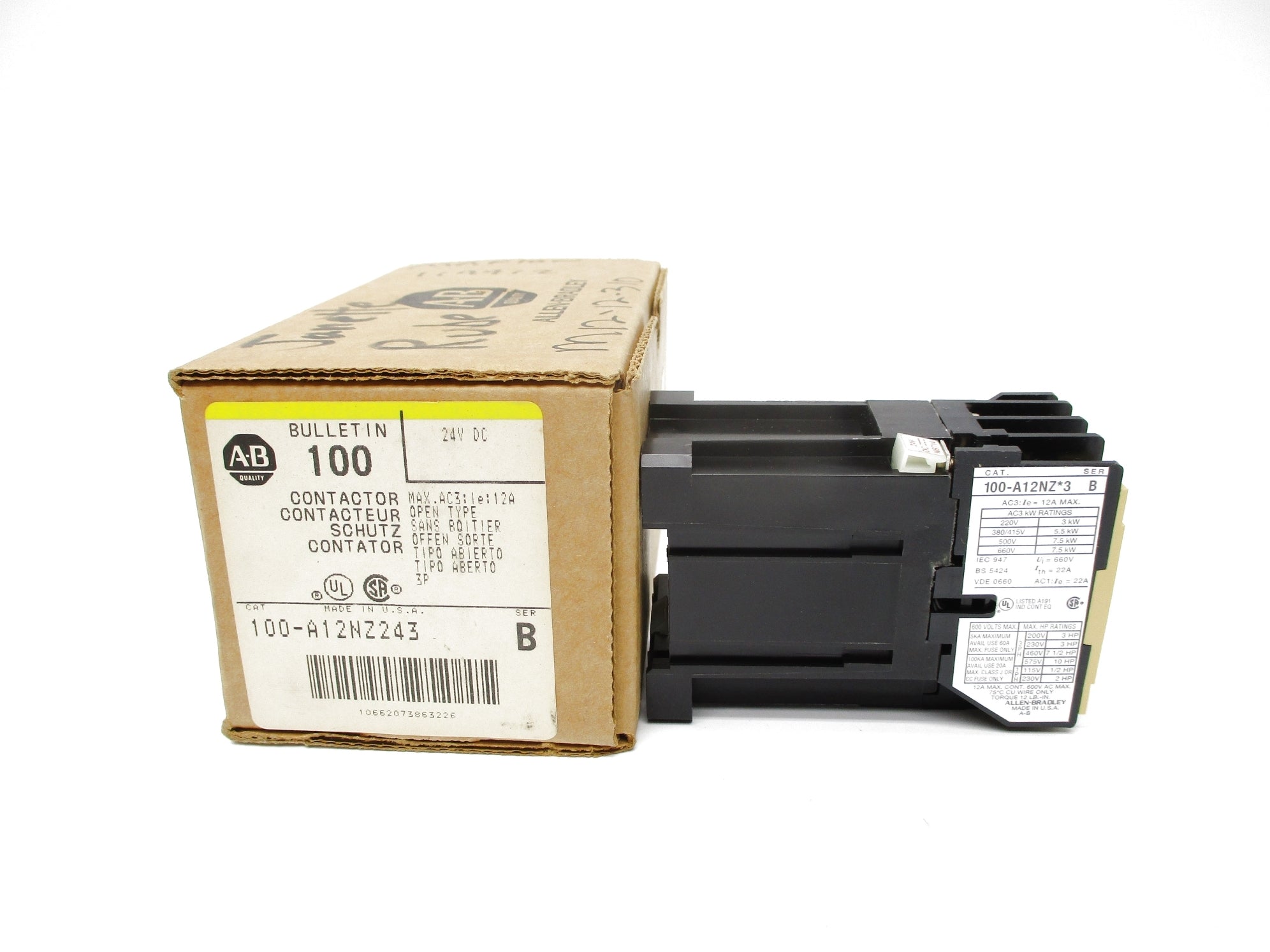 ALLEN BRADLEY 100-A12NZ243 SER. B 24VDC 12A (BR/YL) NSMP
