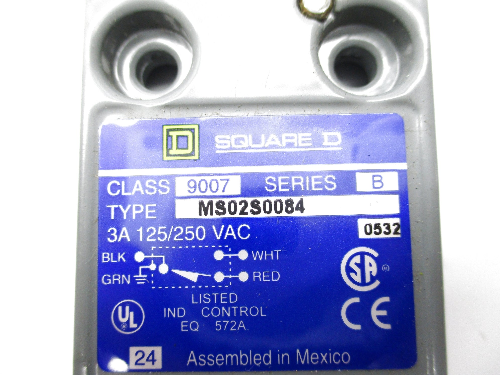 SQUARE D 9007MS02S0084 SER. B 125/250VAC 3A NSNP