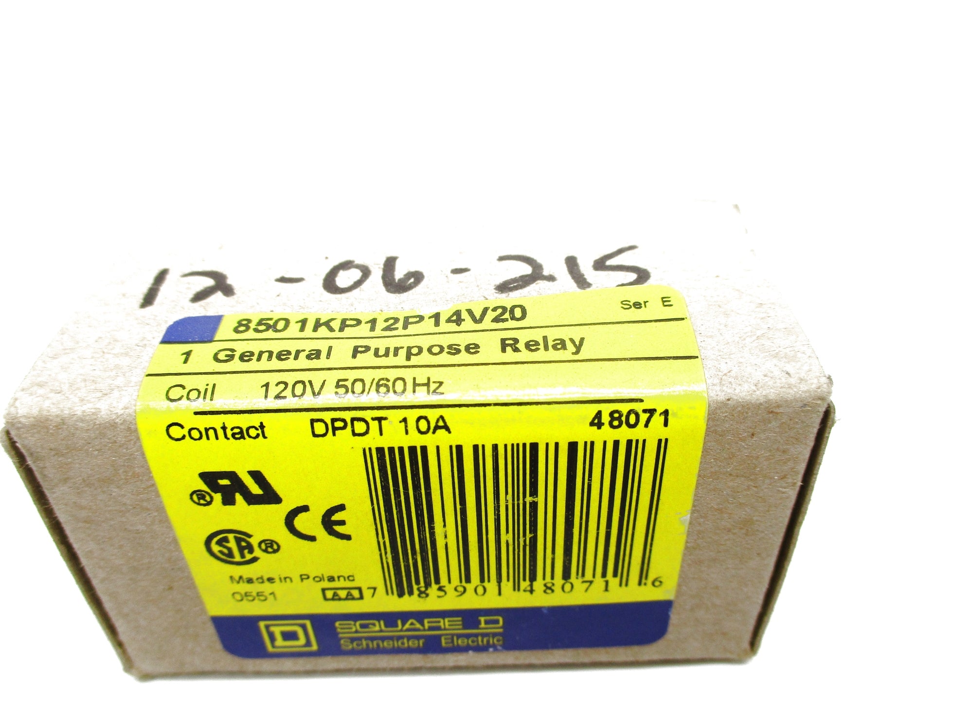 SQUARE D 8501KP12P14V20 SER. E 120V 10A NSMP