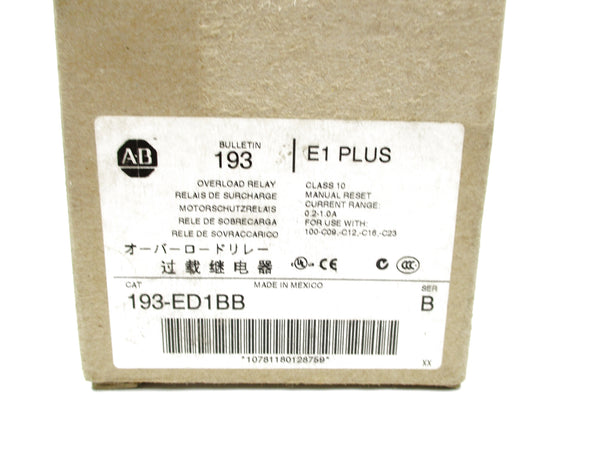 ALLEN BRADLEY 193-ED1BB SER. B 600V 0.2-1.0A (BR/WH) NSMP