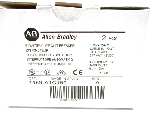 ALLEN BRADLEY 1489-A1C150 SER. A 15A 277VAC (PKG OF 2) NSMP