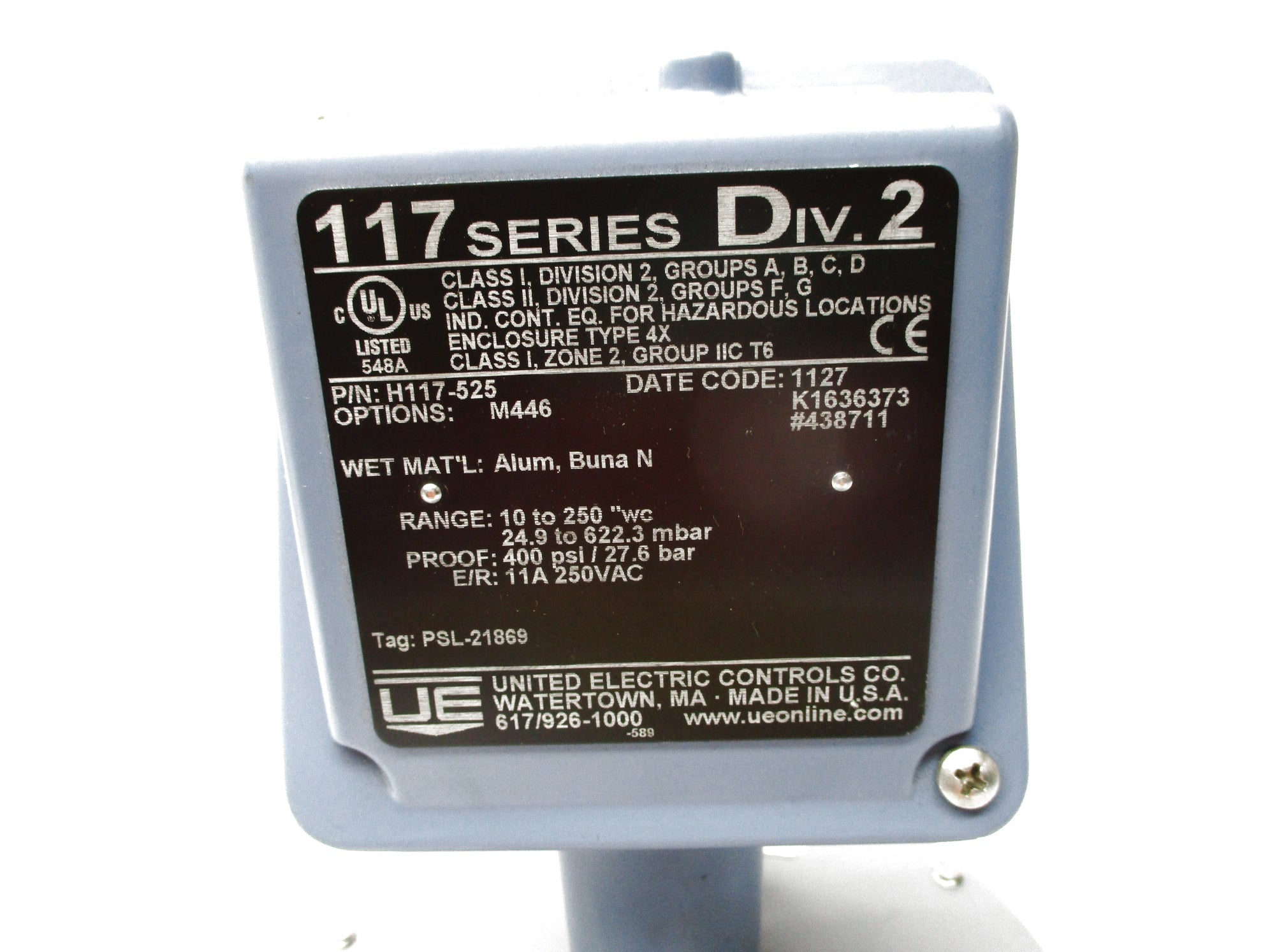 UNITED ELECTRIC H117-525 400PSI NSNP