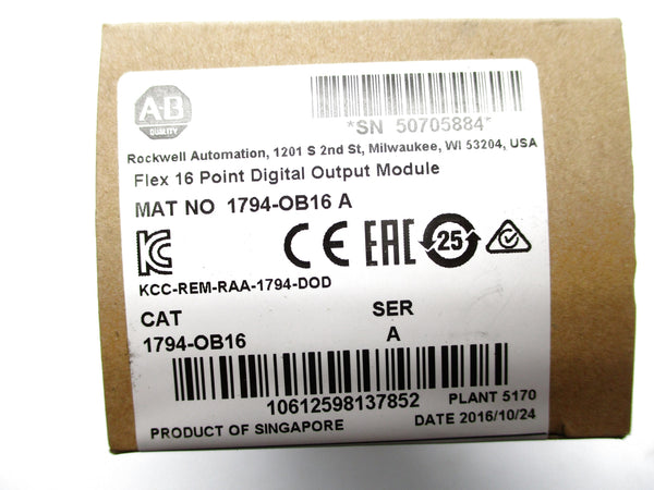 ALLEN BRADLEY 1794-OB16 SER. A DATE: 2016 NSFS