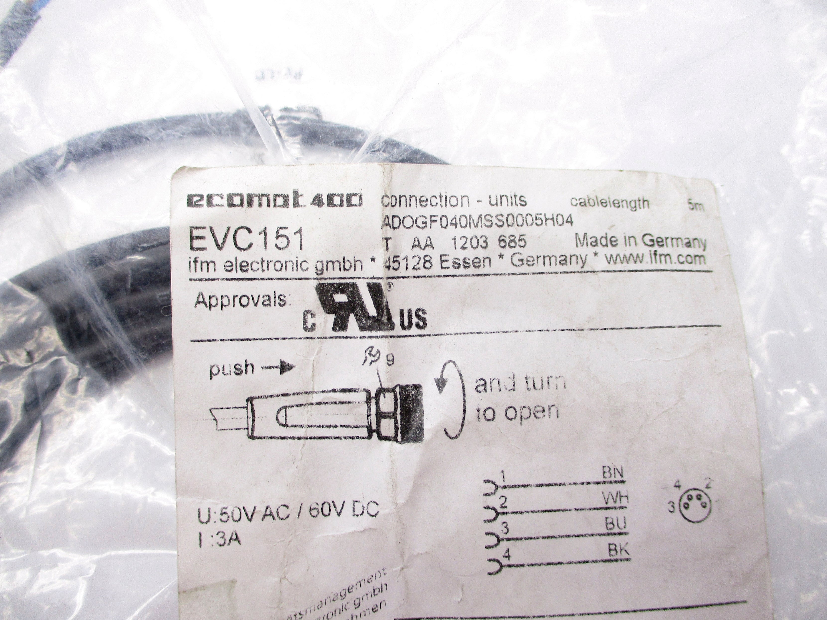 IFM EFECTOR EVC151 ADOGF040MSS0005H04 50VAC 3A NSMP