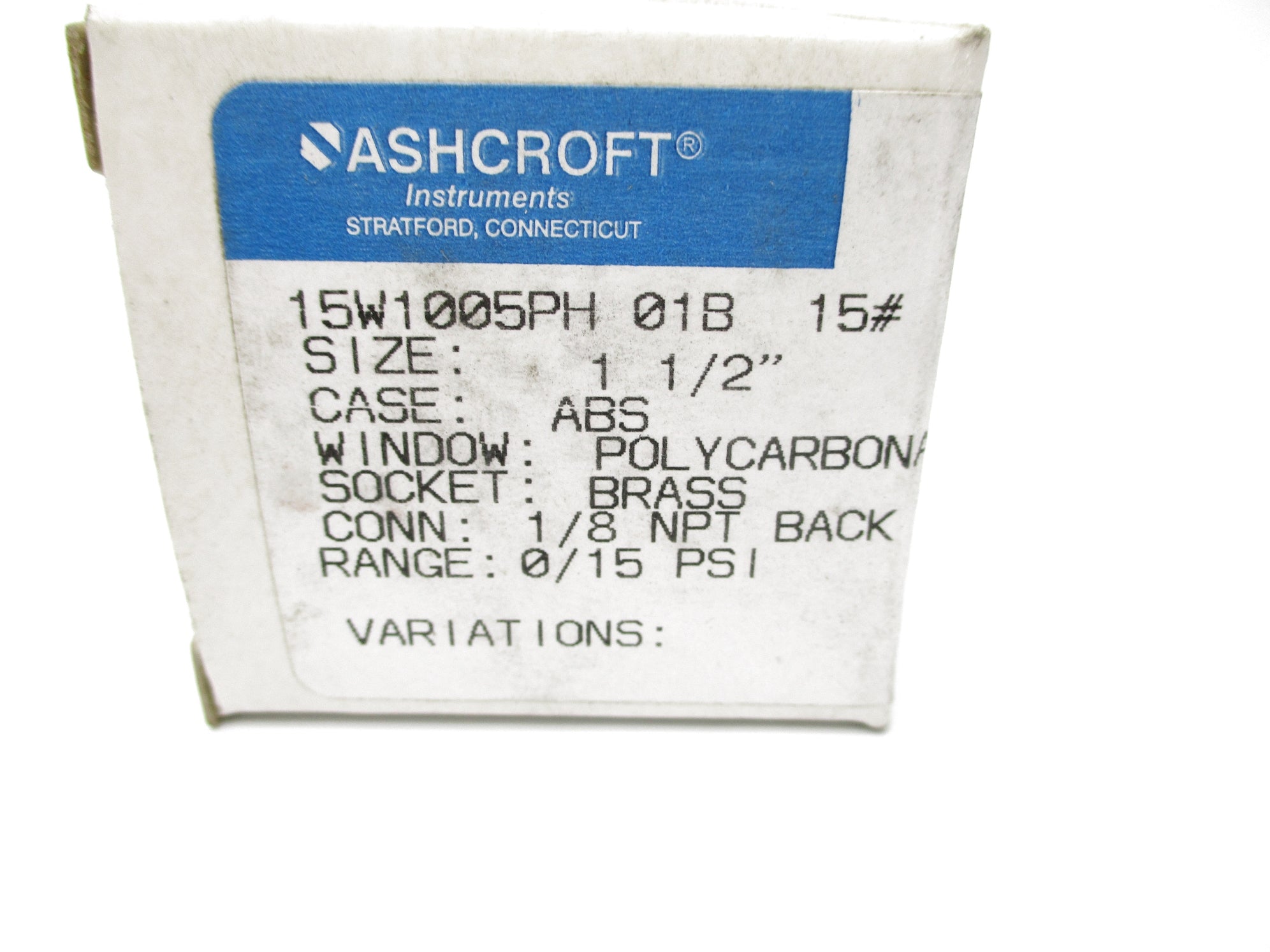 ASHCROFT 15W1005PH01B15# 0-15PSI NSMP
