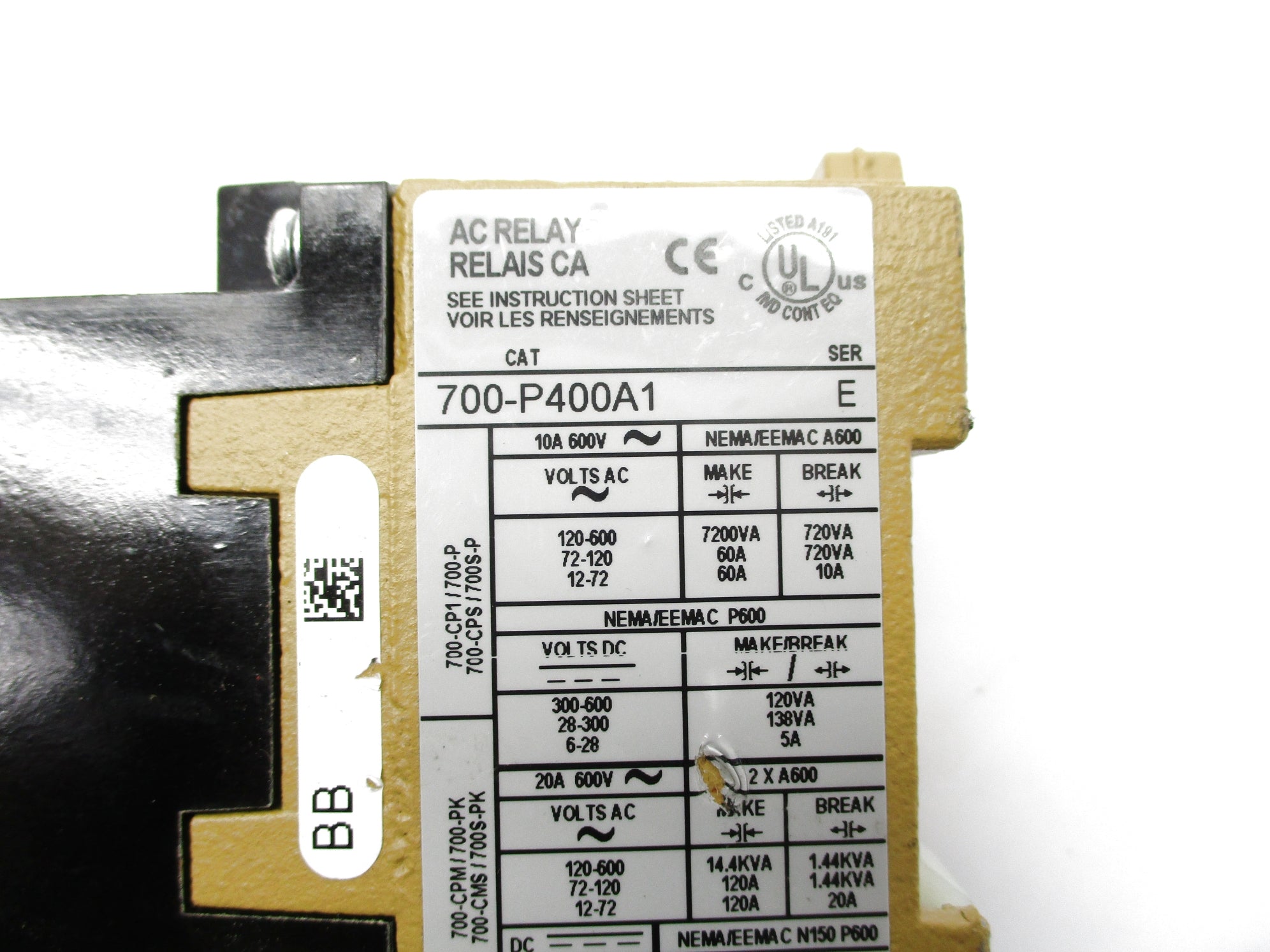 ALLEN BRADLEY 700-PLL11A1/700-P400A1 SER. E 110/115-120V NSNP