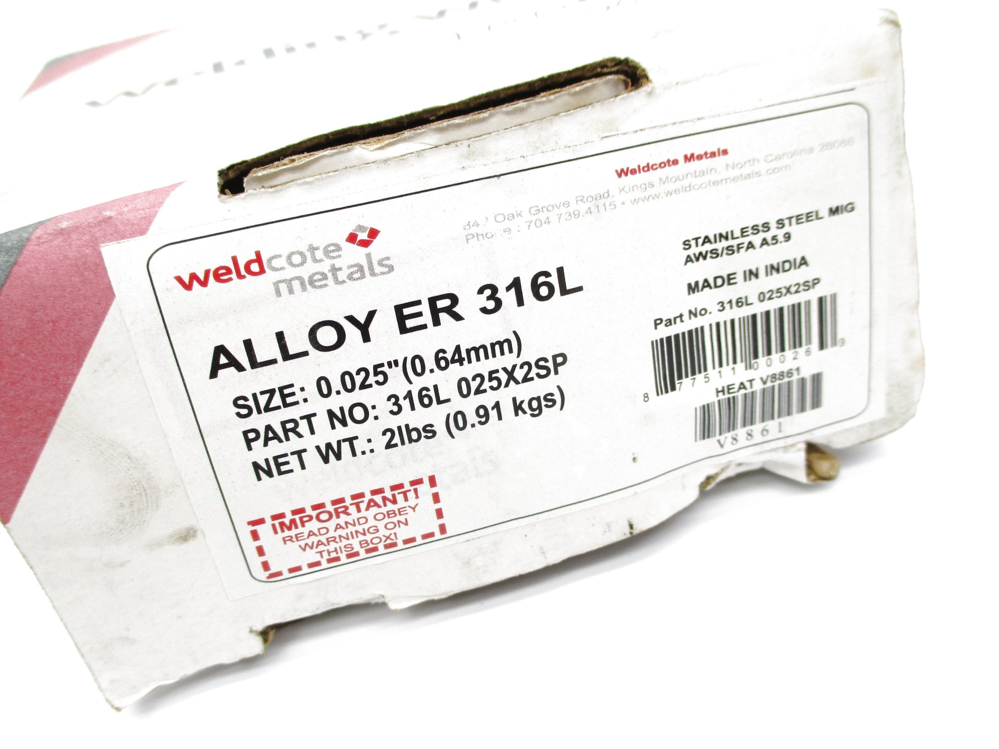 WELDCOTE METALS 316L025X2SP NSMP