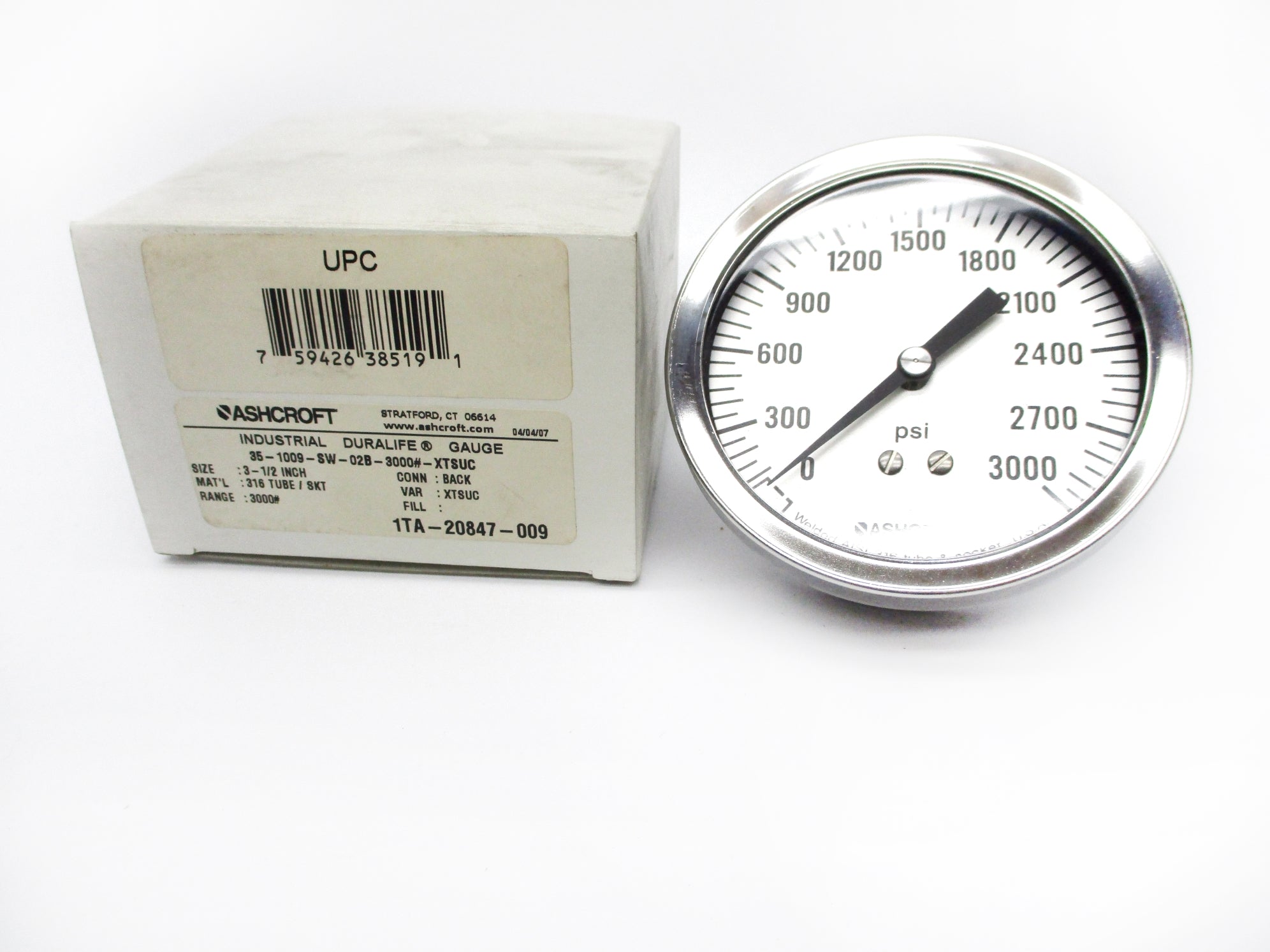 ASHCROFT 35-1009-SW-02B-3000#-XTSUC 0-3000PSI NSMP