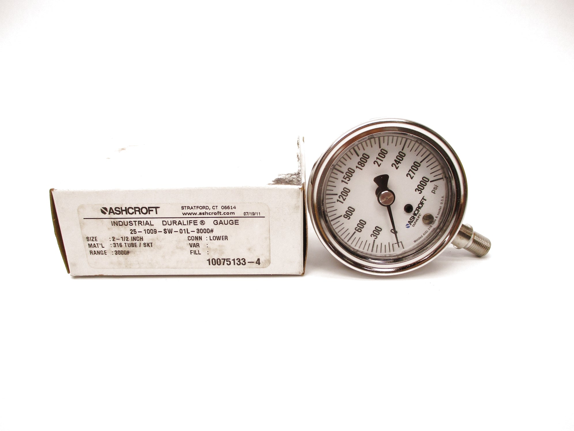 ASHCROFT 25-1009-SW-01L-3000# 0-3000PSI NSMP