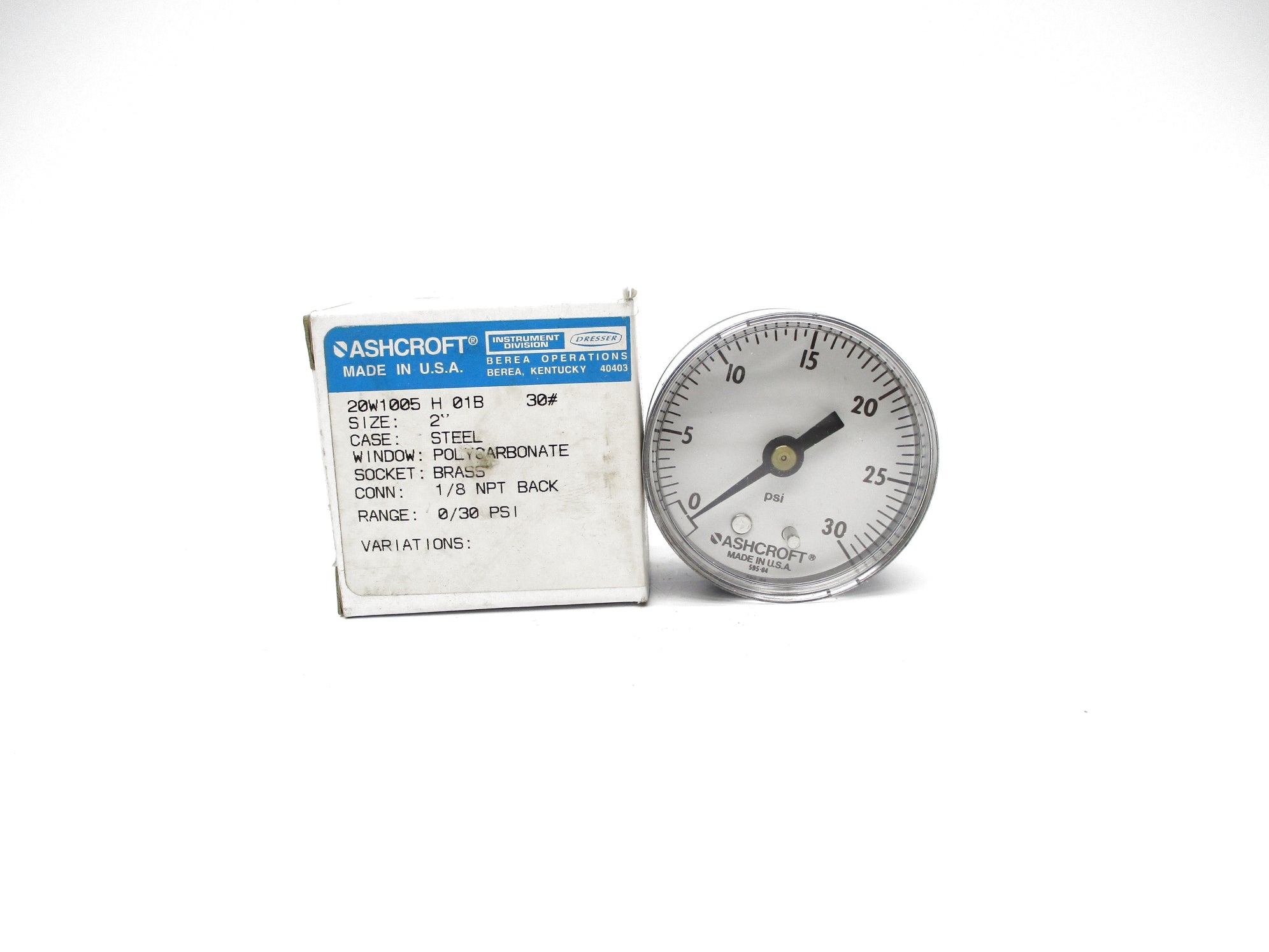 ASHCROFT 20W1005H01B30# 0-30PSI 2" NSMP