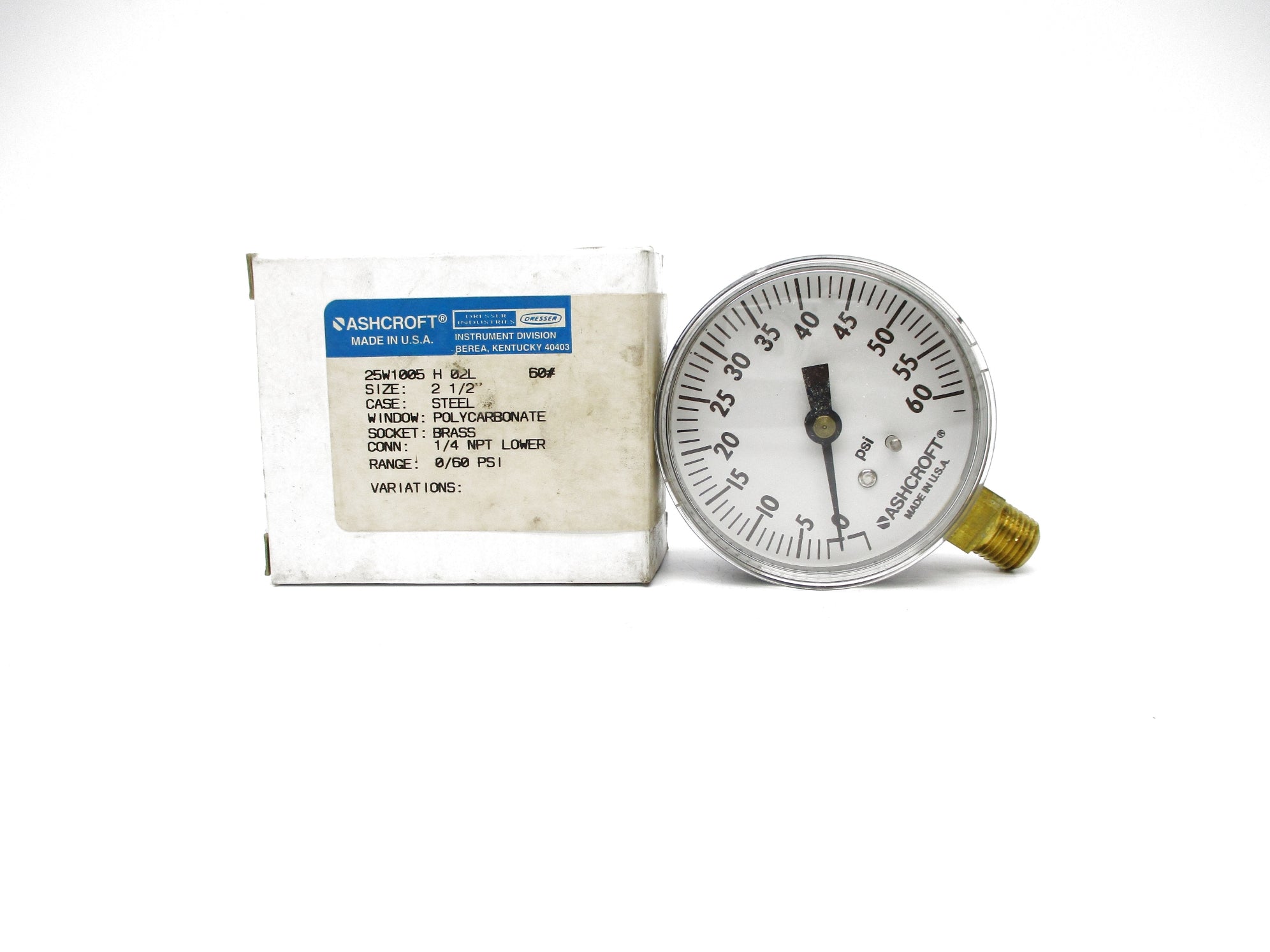 ASHCROFT 20W1005H02L60# 0-60PSI 2-1/2" NSMP