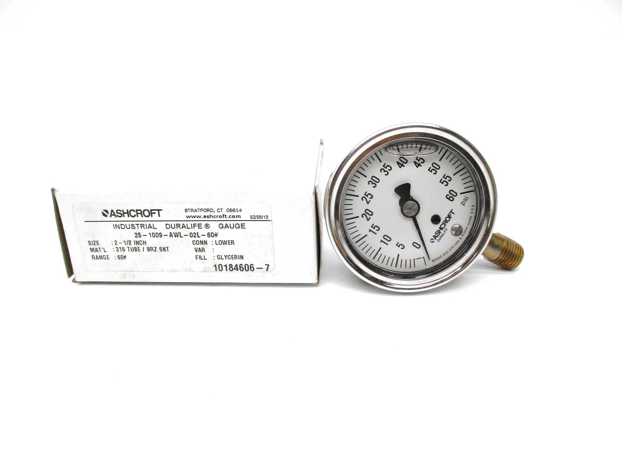 ASHCROFT 25-1009-AWL-02L-60# 0-60PSI NSMP