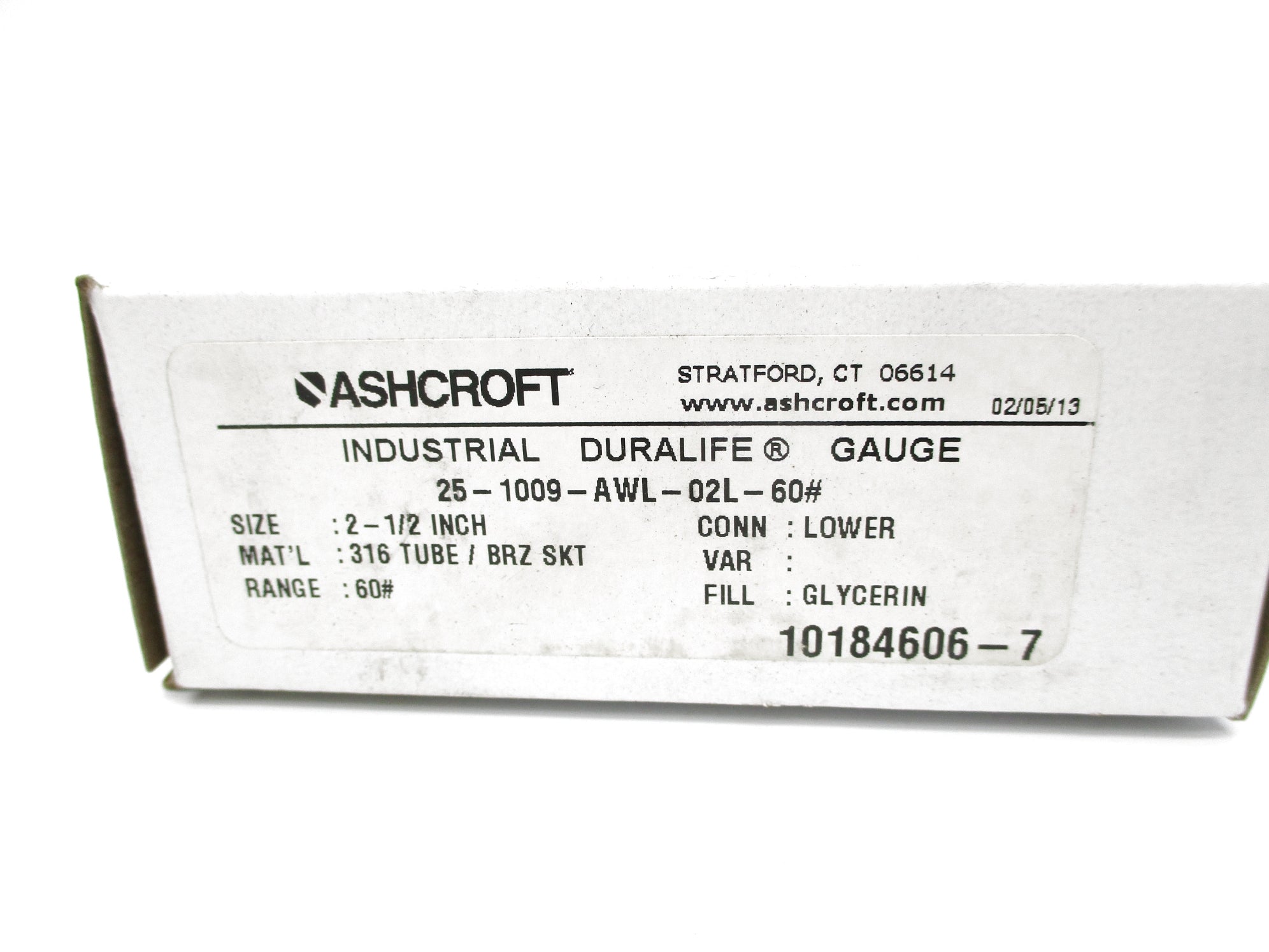 ASHCROFT 25-1009-AWL-02L-60# 0-60PSI NSMP