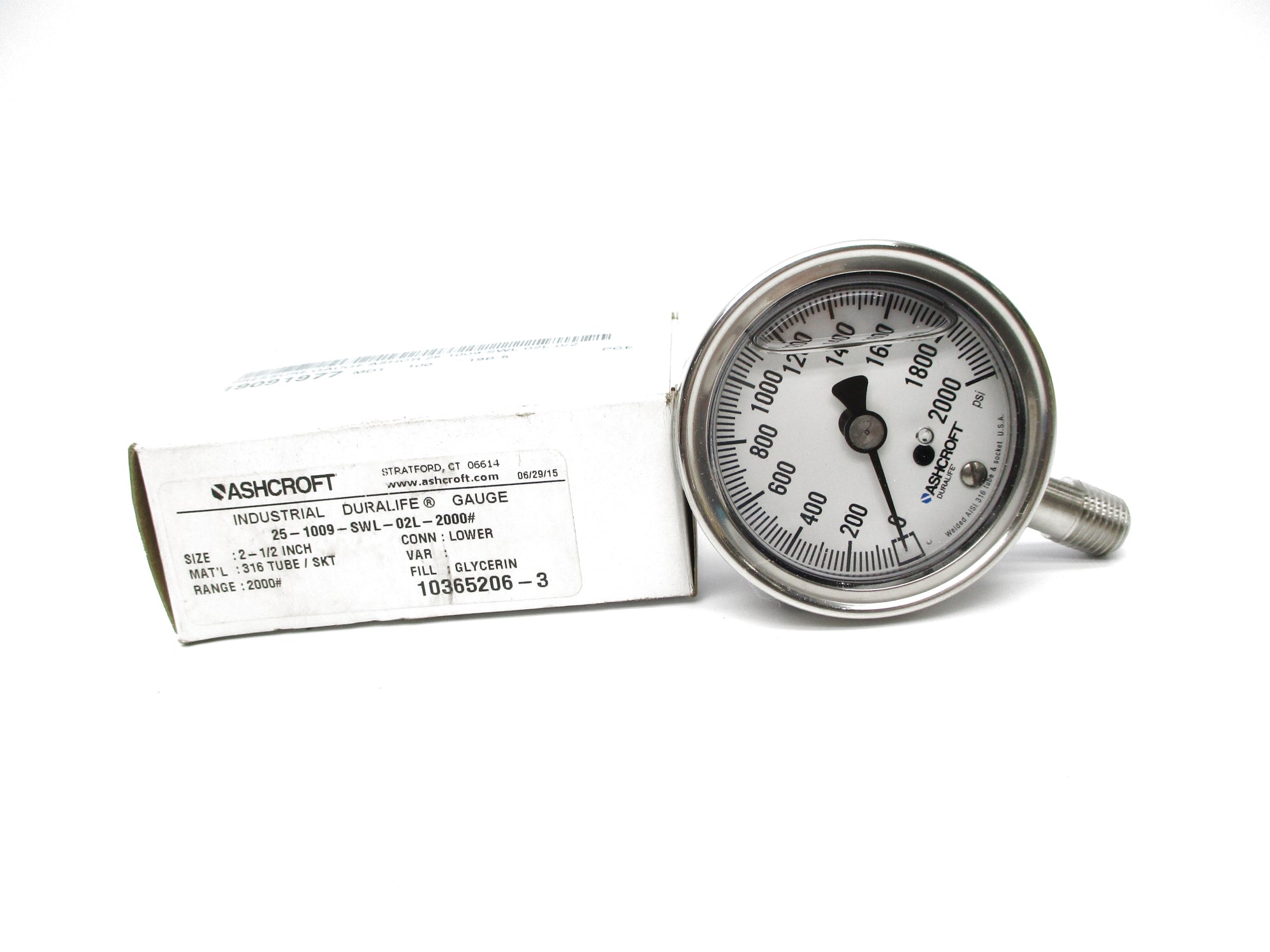 ASHCROFT 25-1009-SWL-02L-2000# 0-2000PSI NSMP