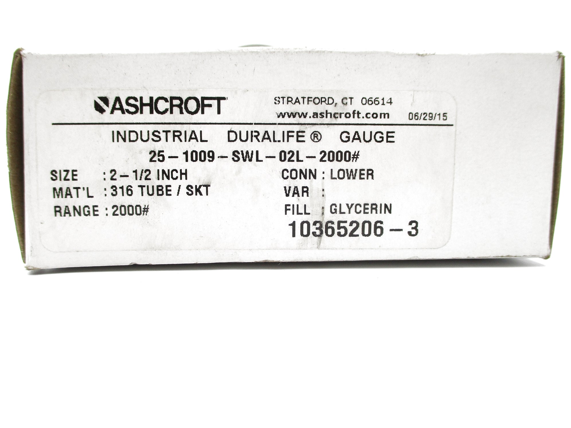 ASHCROFT 25-1009-SWL-02L-2000# 0-2000PSI NSMP